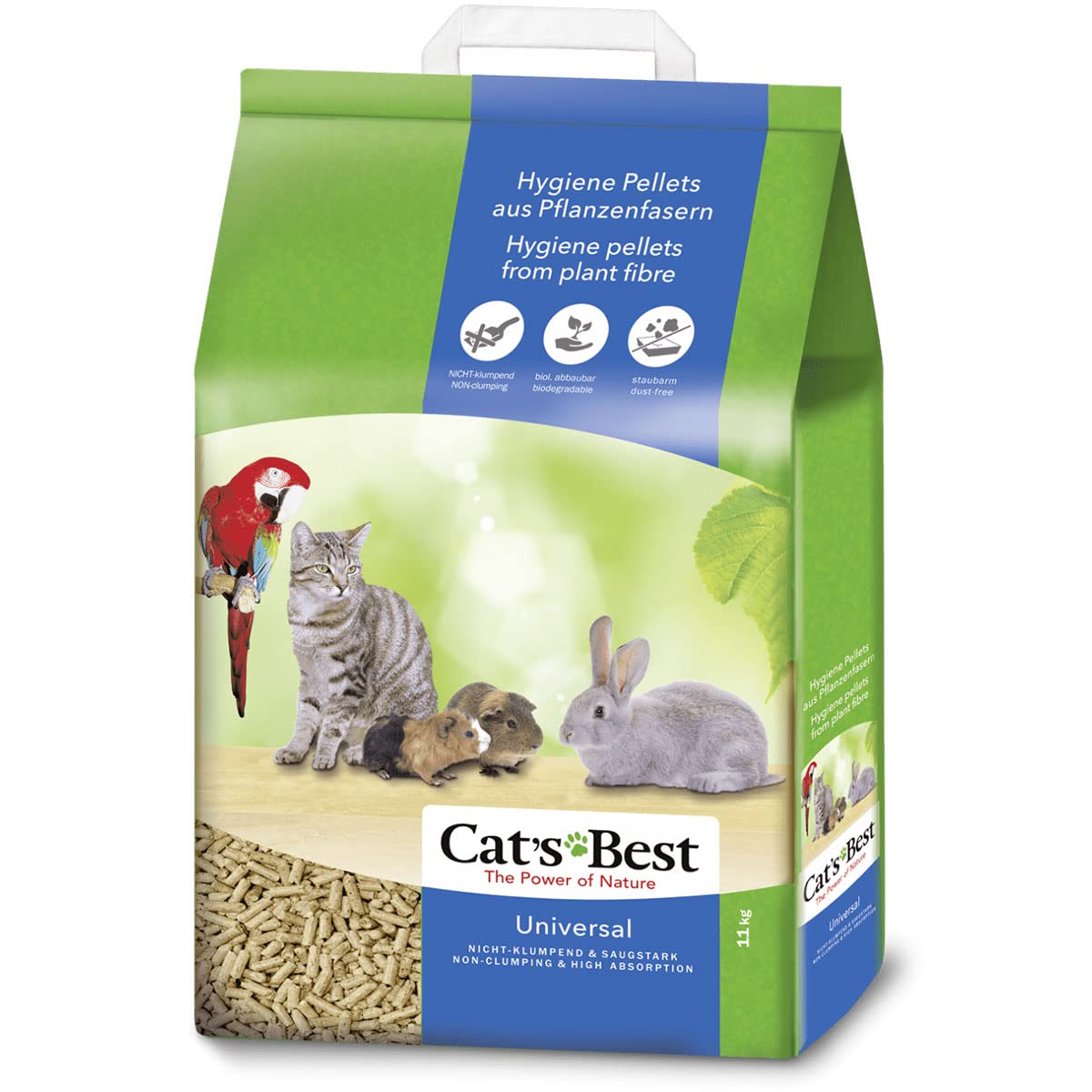 Cat’s Best Universal, 100 % pflanzliche Kleintierstreu, nicht klumpende Pellets aus Pflanzenfasern – für Katzen und andere Kleintierrassen, 11 kg/20 l