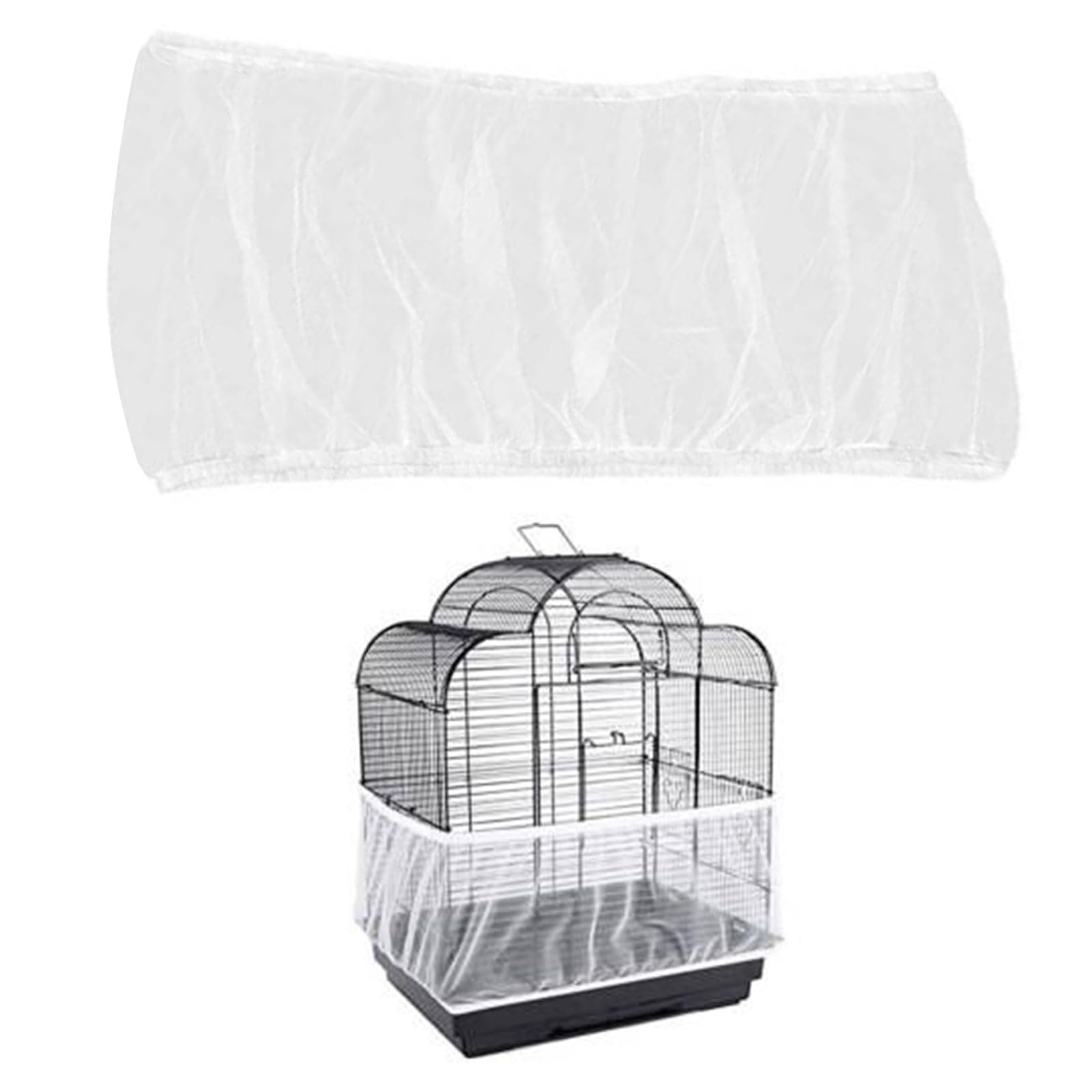 Vogelkäfig Abdeckung, Verstellbarer Vogelkäfig Netz, Abdeckungen für Vogelkäfige, Vogelkäfig Schutznetz Mesh Rock, Mesh Seed Catcher Käfigabdeckung Belüftet für Vogelfutter Kleintiere (Weiß, XL)