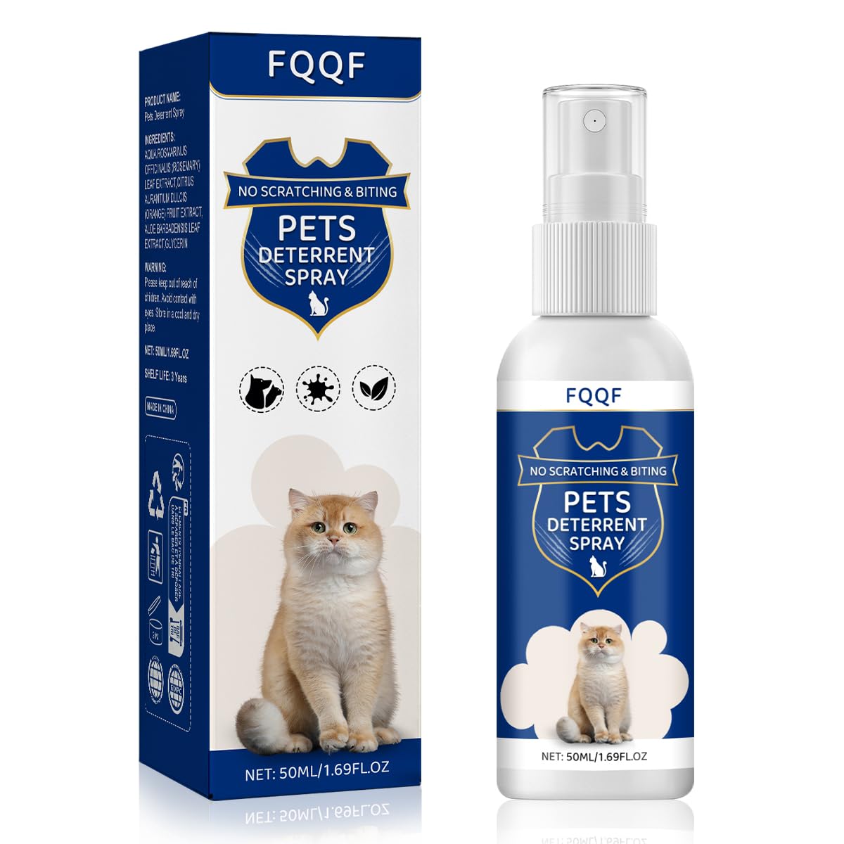 FQQF Katzenabwehrspray,Anti Kratz Spray Katzen,Katzenabwehrmittel für Innen und Außenbereich,Highly Effective,Natürliche Inhaltsstoffe,Against Urination&Scratching,50ml