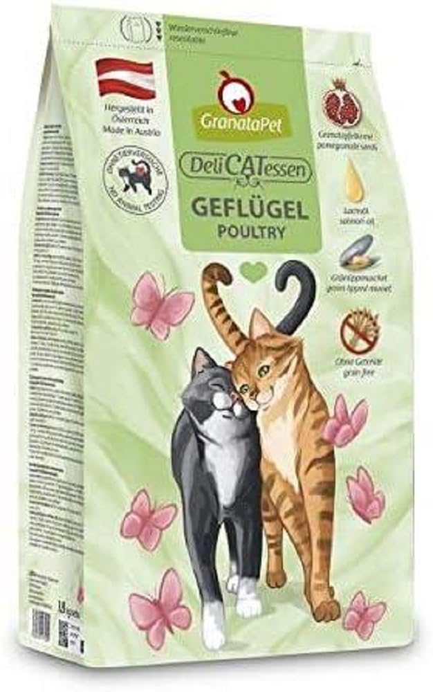 GranataPet DeliCatessen Geflügel Adult, Trockenfutter für Katzen, schmackhaftes Katzenfutter, Alleinfuttermittel ohne Getreide & ohne Zuckerzusätze, 1,8 kg