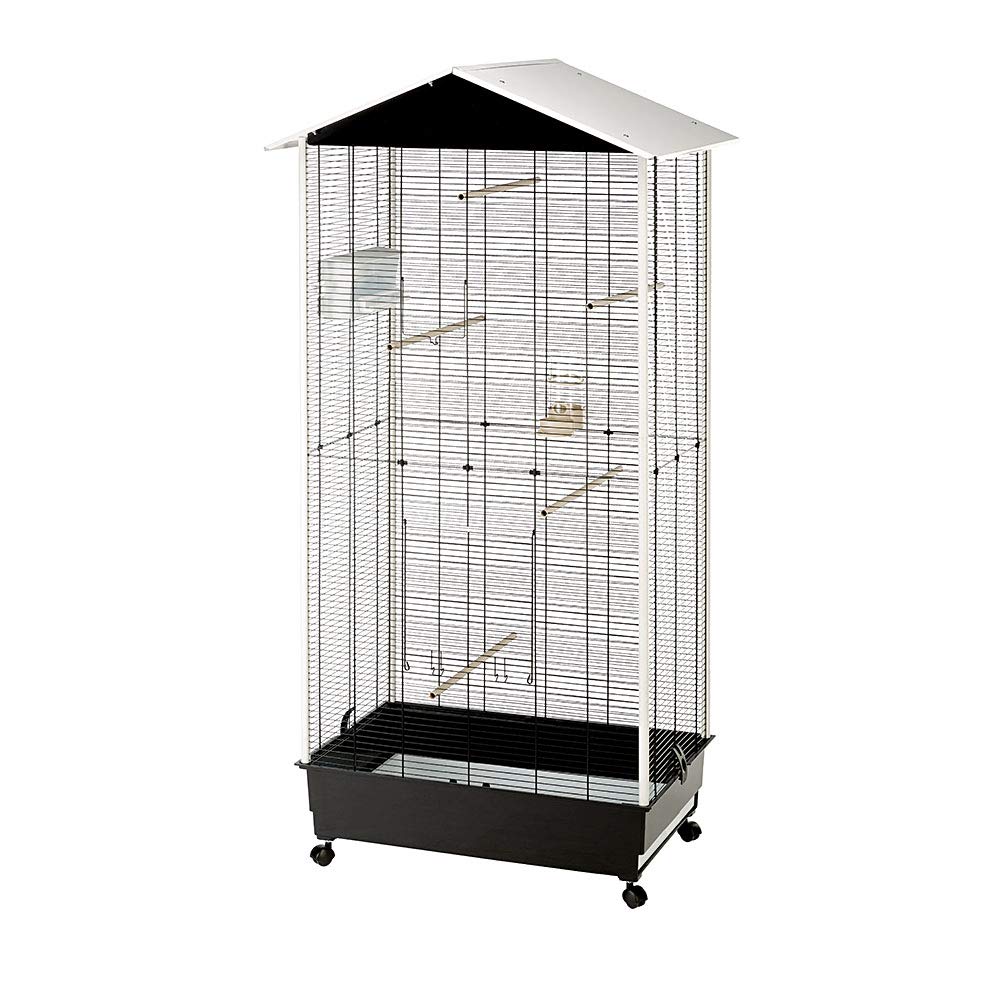 Ferplast Vogelvoliere Vogelkäfig Wellensittiche, Außengebrauch, inkl Räder und Vogelzubehör, 77 x 57 x h 162 cm