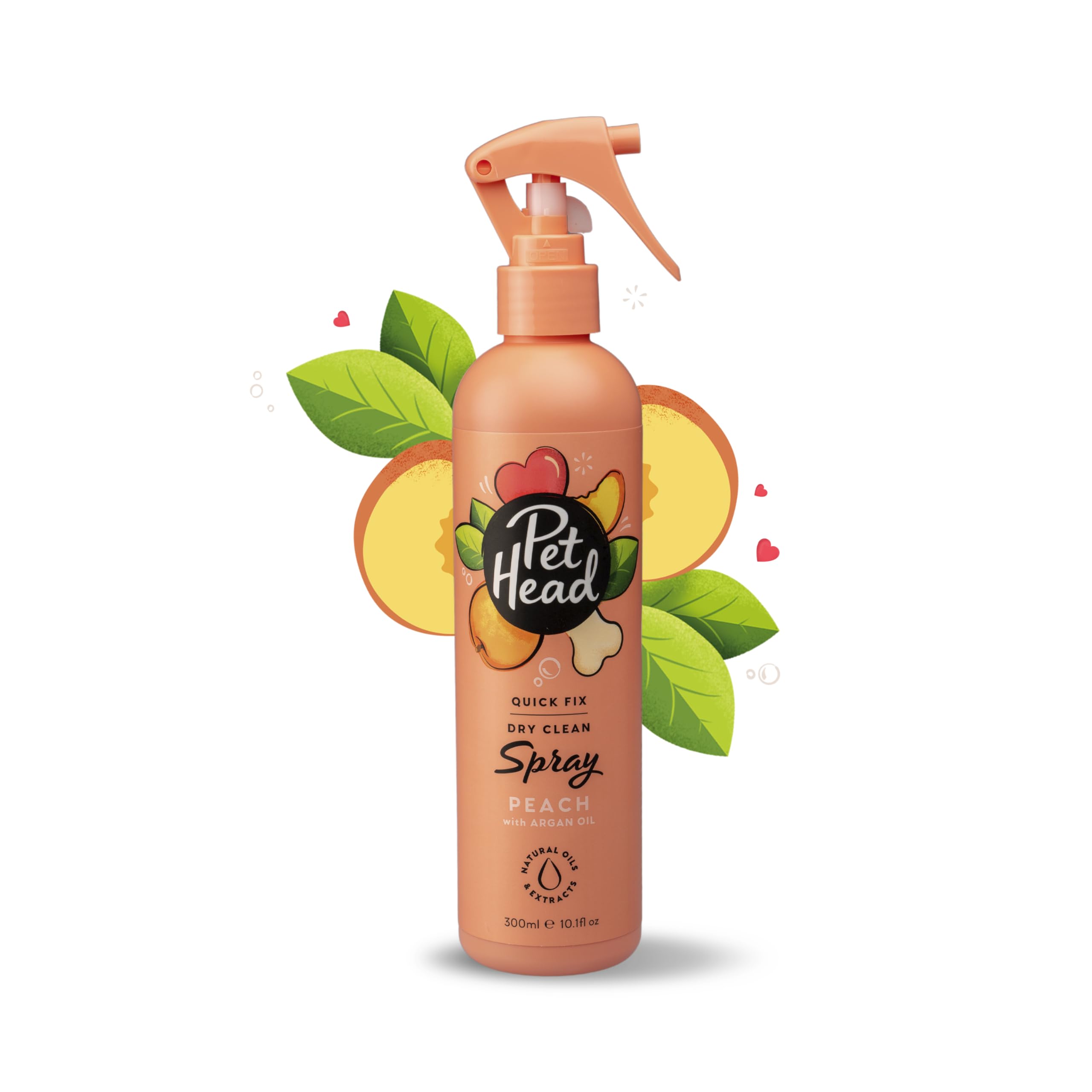 PET HEAD Fellspray für Hunde 300 ml, Quick Fix, Pfirsichduft, Desodoriert, Pflegt und beruhigt das Fell Ihres Hundes, Hypoallergen, pH-neutral, Vegan & tierversuchsfrei, Sanfte Formel für Welpen