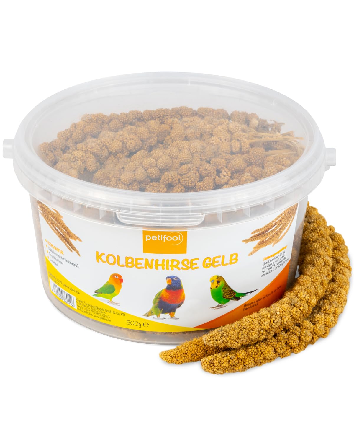 petifool Kolbenhirse gelb 500g – Einzelfuttermittel für alle Ziervögel – Vogelfutter – 100% Natur