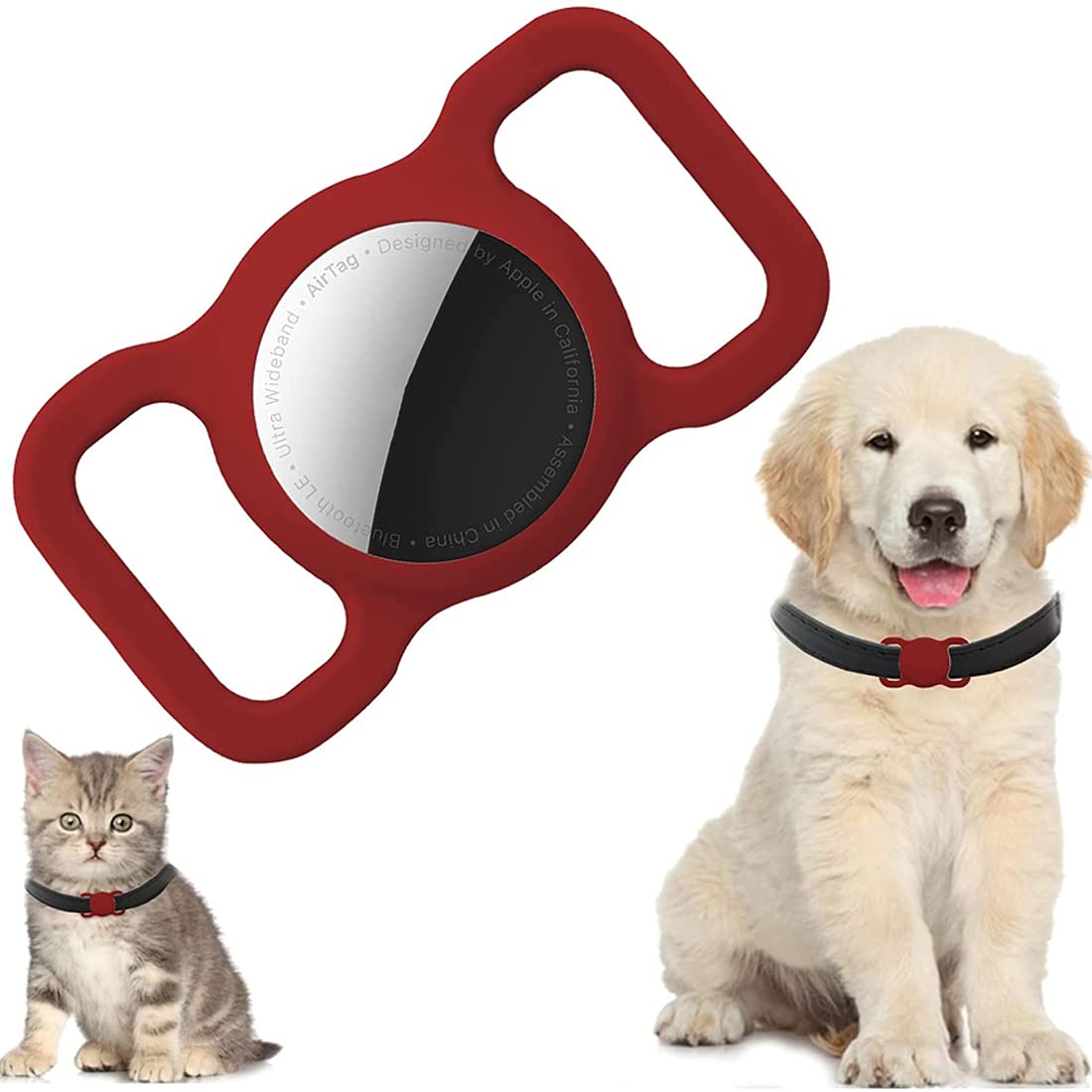 PKQTOP Schutzhülle Kompatibel mit Apple Airtag Pet Halsband,Silikon Schutz Hülle für Airtags,Anti-Lost Locator Schutzhülle Kompatibel mit Airtag für Hundehalsband,Schultasche