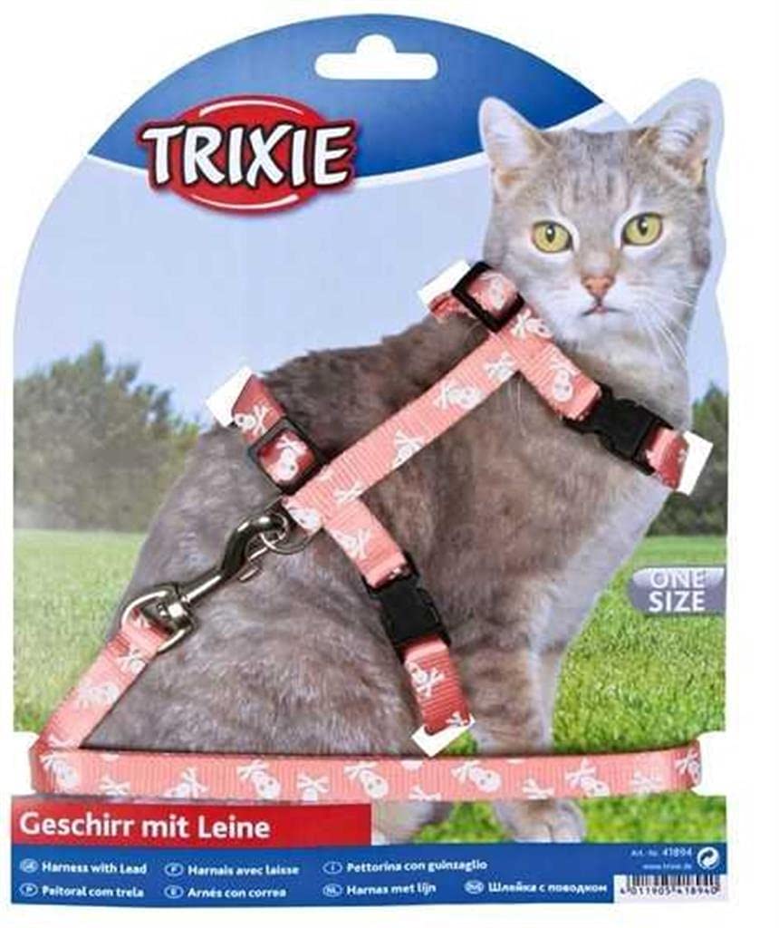 Trixie 41894 Katzengeschirr mit Leine, Nylon, 27–45 cm/10 mm, 1,20 m