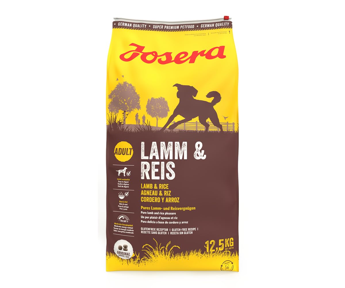 JOSERA Lamm & Reis (1 x 12,5 kg) | Adult | Premium Trockenfutter für ausgewachsene Hunde | Reis & Lamm als einzige tierische Proteinquelle | besonders gut verträglich | weizenfrei | 1er Pack