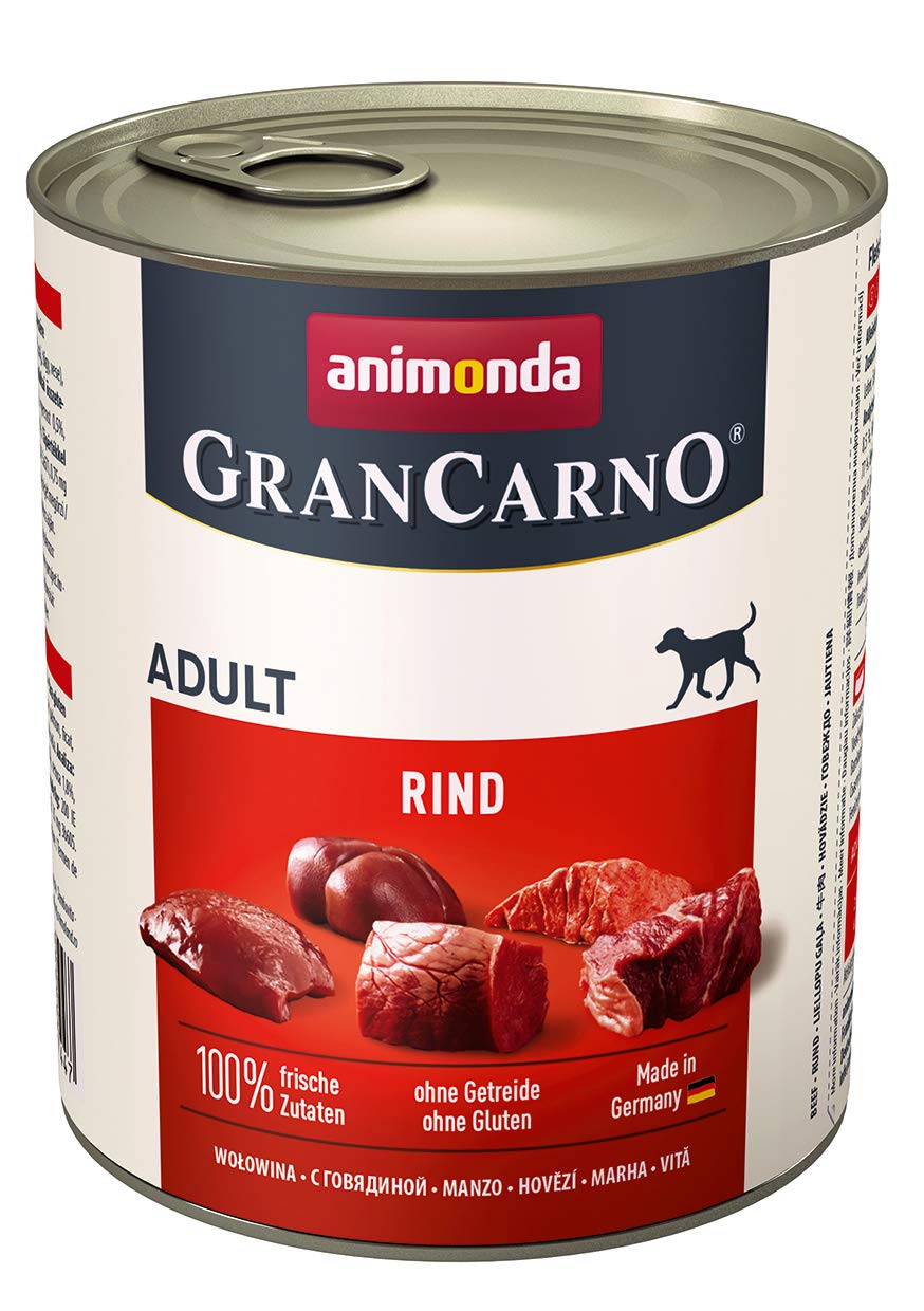 Animonda GranCarno Hundefutter, Nassfutter für erwachsene Hunde, Rindfleisch pur, 800g