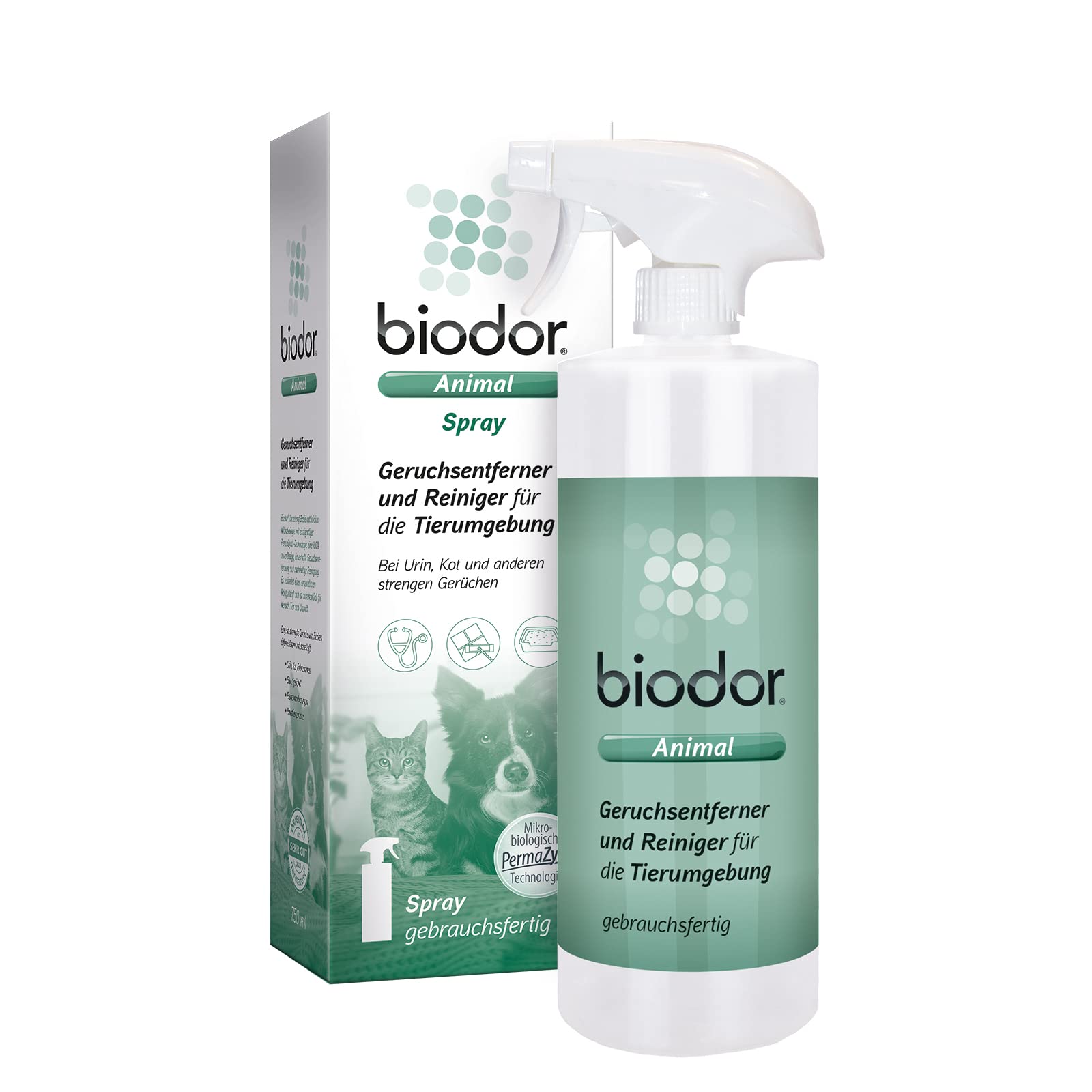 Biodor Animal Spray 750ml – Geruchsneutralisierer, Geruchsentferner & Reiniger für die Tierumgebung – Enzymreiniger Urin, Kot & anderen strengen Gerüchen – Hundeurin, Katzenurin Geruchsentferner