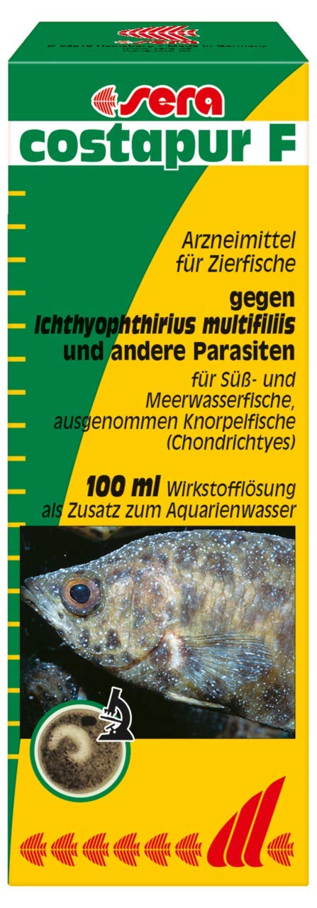 sera costapur F 100 ml – Arzneimittel für Fische gegen Ichthyophthirius multifiliis und andere einzellige Hautparasiten, Medizin fürs Aquarium