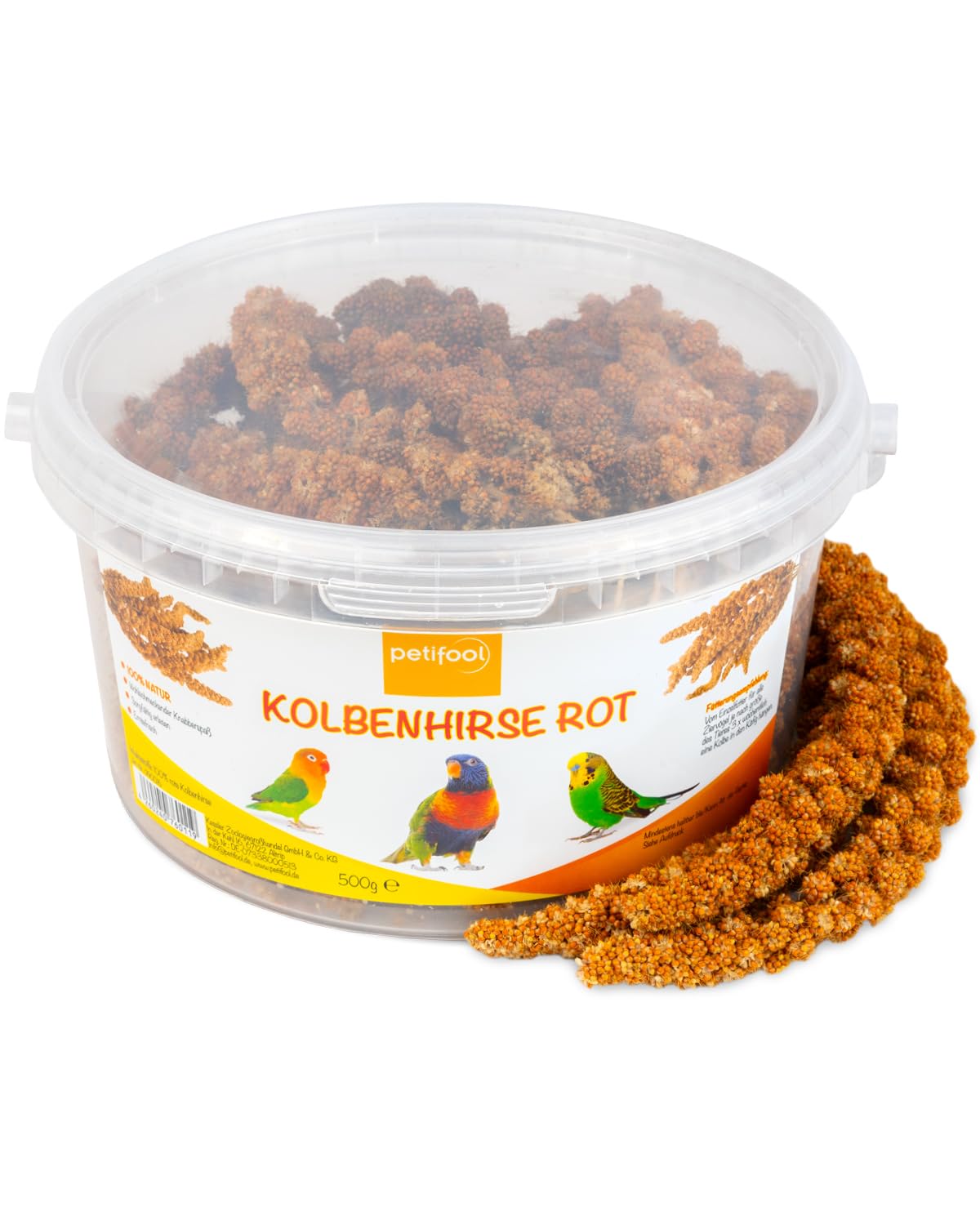 petifool Kolbenhirse rot 500g – Einzelfuttermittel für alle Ziervögel – Vogelfutter – 100% Natur