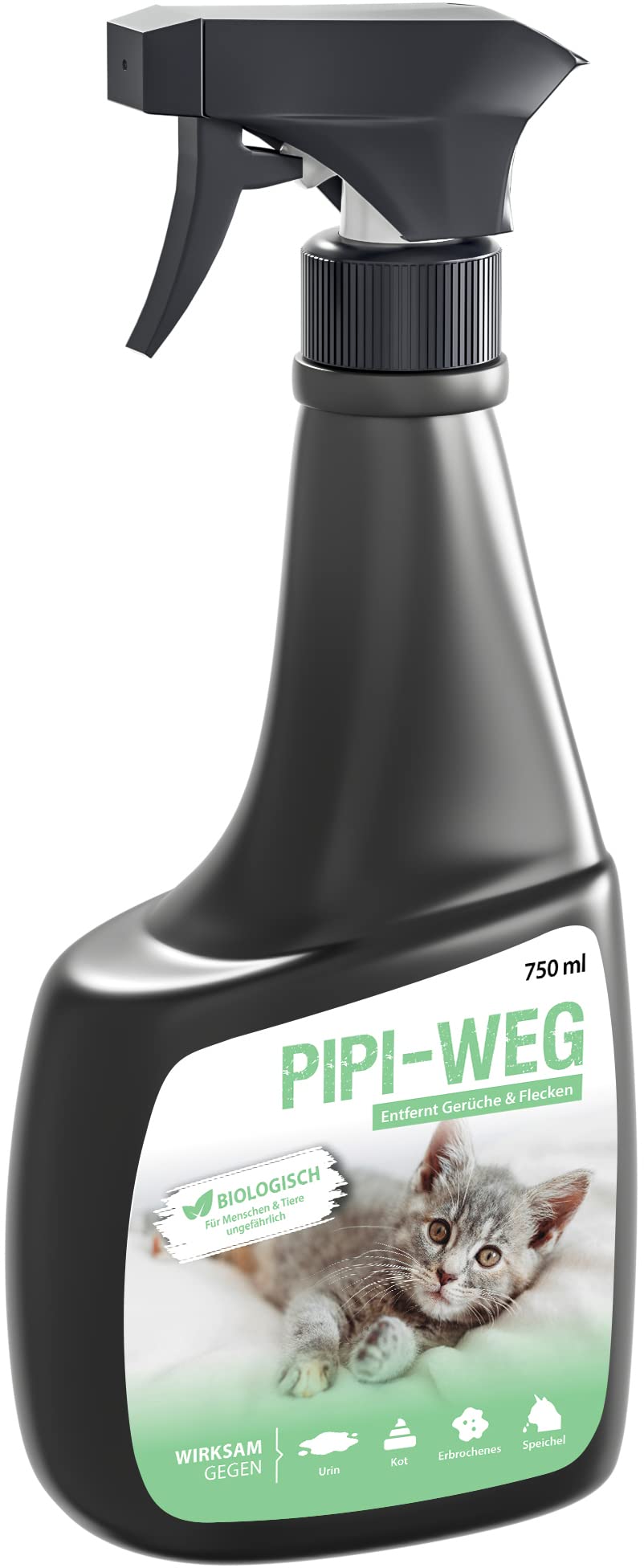 ARKA PipiWeg Katze – 750 ml – Effektiver Flecken- und Geruchsentferner, beseitigt Katzenurin, Ausscheidungen, Erbrochenes & Speichel auf Teppichen und Polstern nachhaltig.