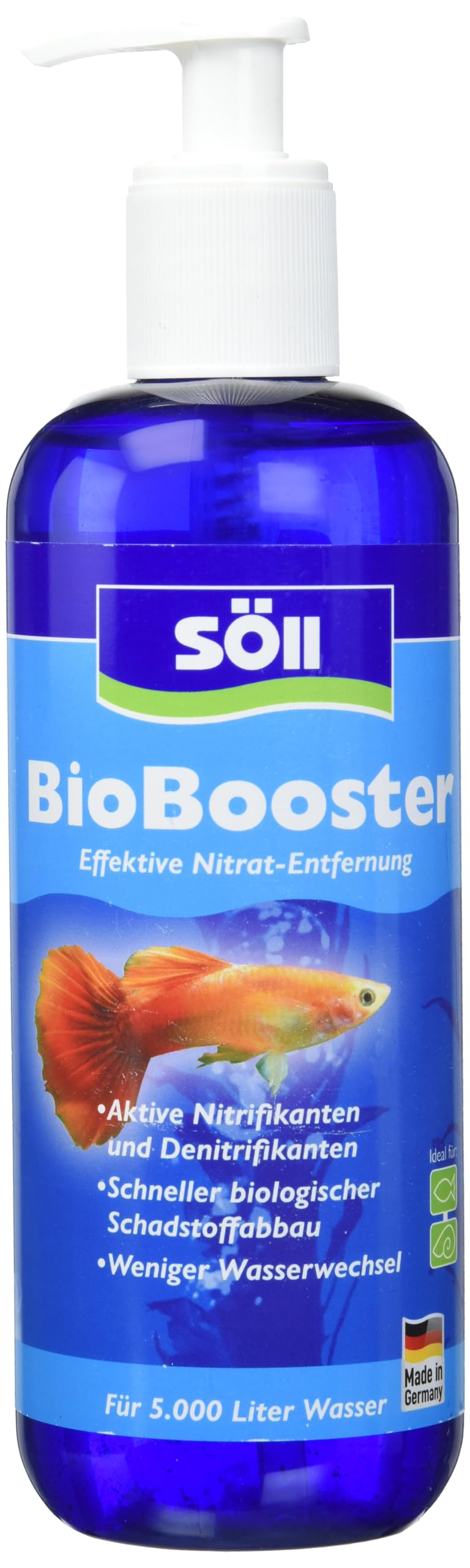 Söll 83693 BioBooster Aquariumpflege und Nitratentfernung 500 ml – hochaktive Aquariumbakterien im Wasseraufbereitungsmittel reduzieren Nitratkonzentration im Aquarium