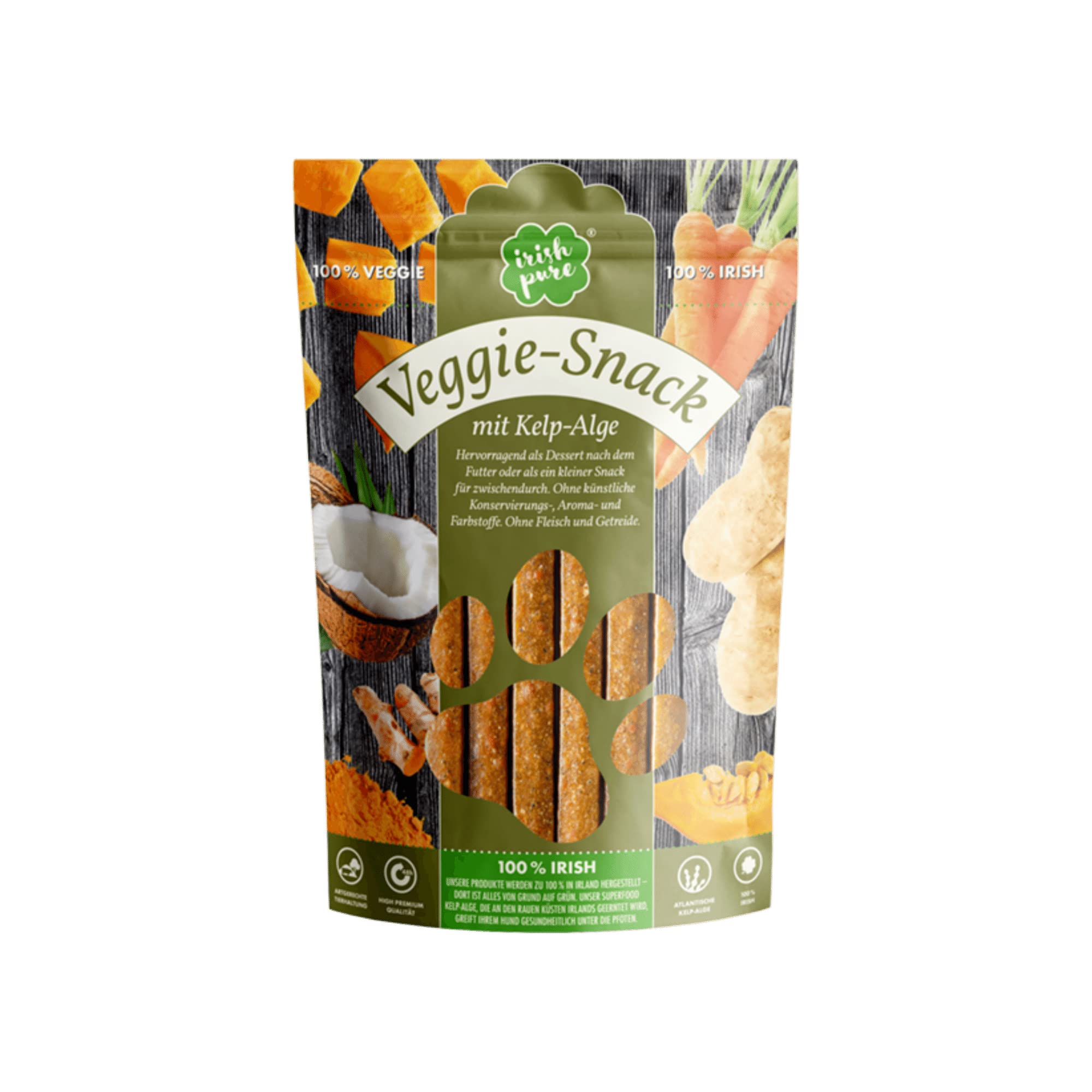 Irish Pure Veggie Hundesnack | 1 x 150g Veggie Sticks | Training Hund | Getreidefrei | Hunde Belohnung | 100% Natürlicher Snack | Hundeleckerli | Gesunder Hundesnack | Kausnack | Premium