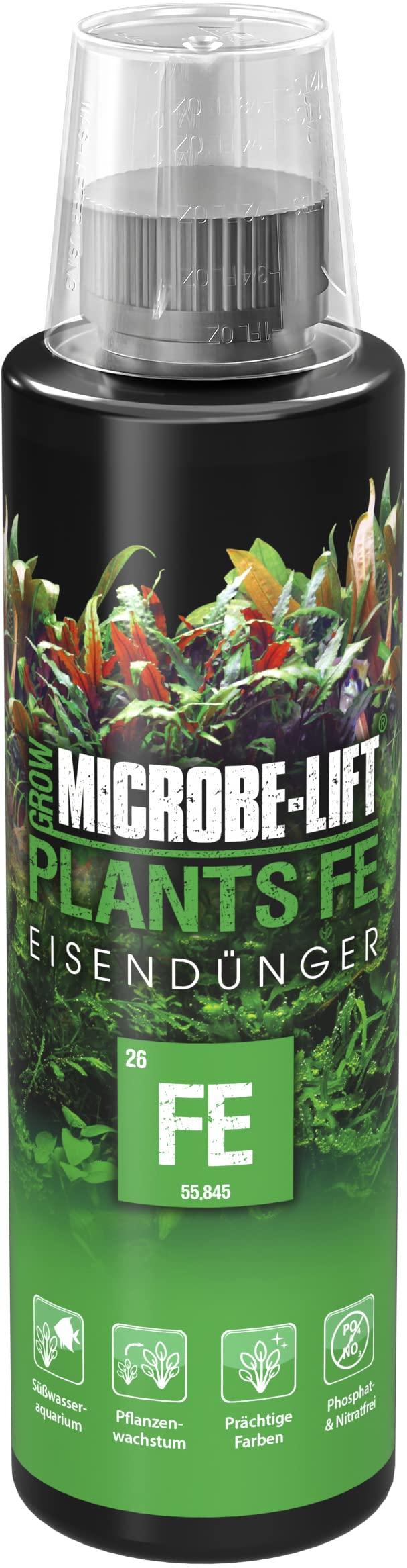 MICROBE-LIFT Plants FE – 236ml – Spezialisierter Eisendünger für prächtigen Pflanzenwuchs in Süßwasseraquarien, fördert die Photosynthese, frei von Nitrat & Phosphat.