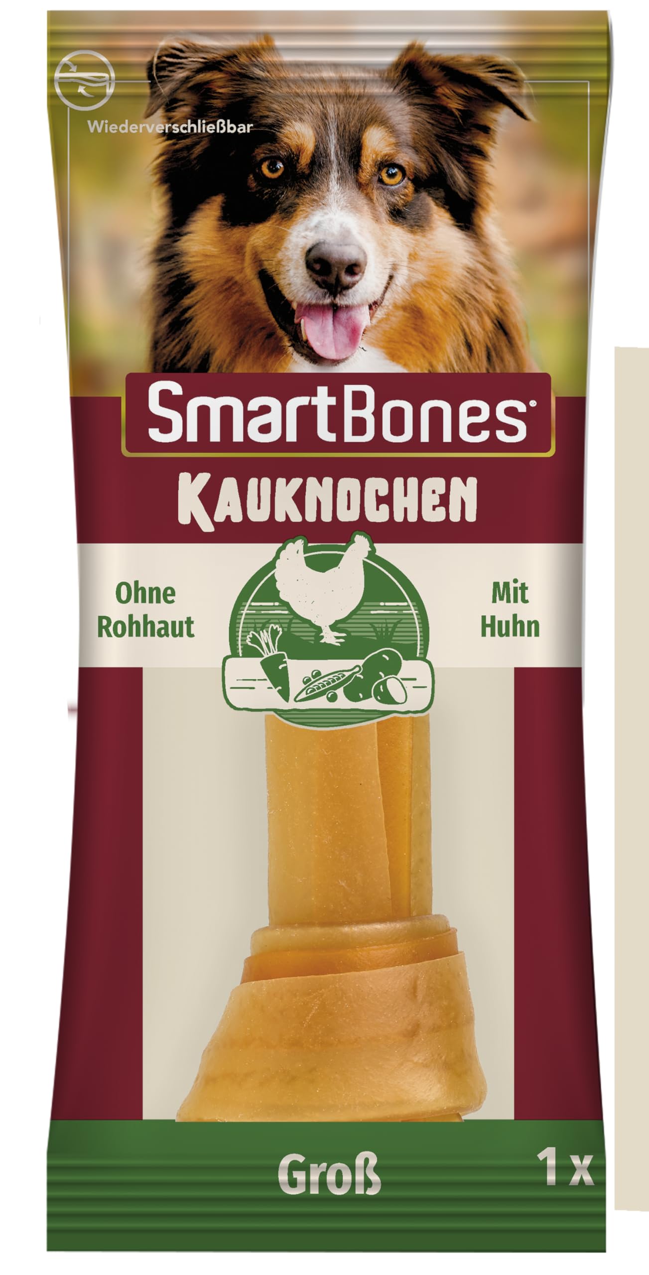 SmartBones Kauknochen Groß – Kausnack mit Huhn für große Hunde, Knochen mit weicher Textur, ohne Rohhaut, 1 Stück