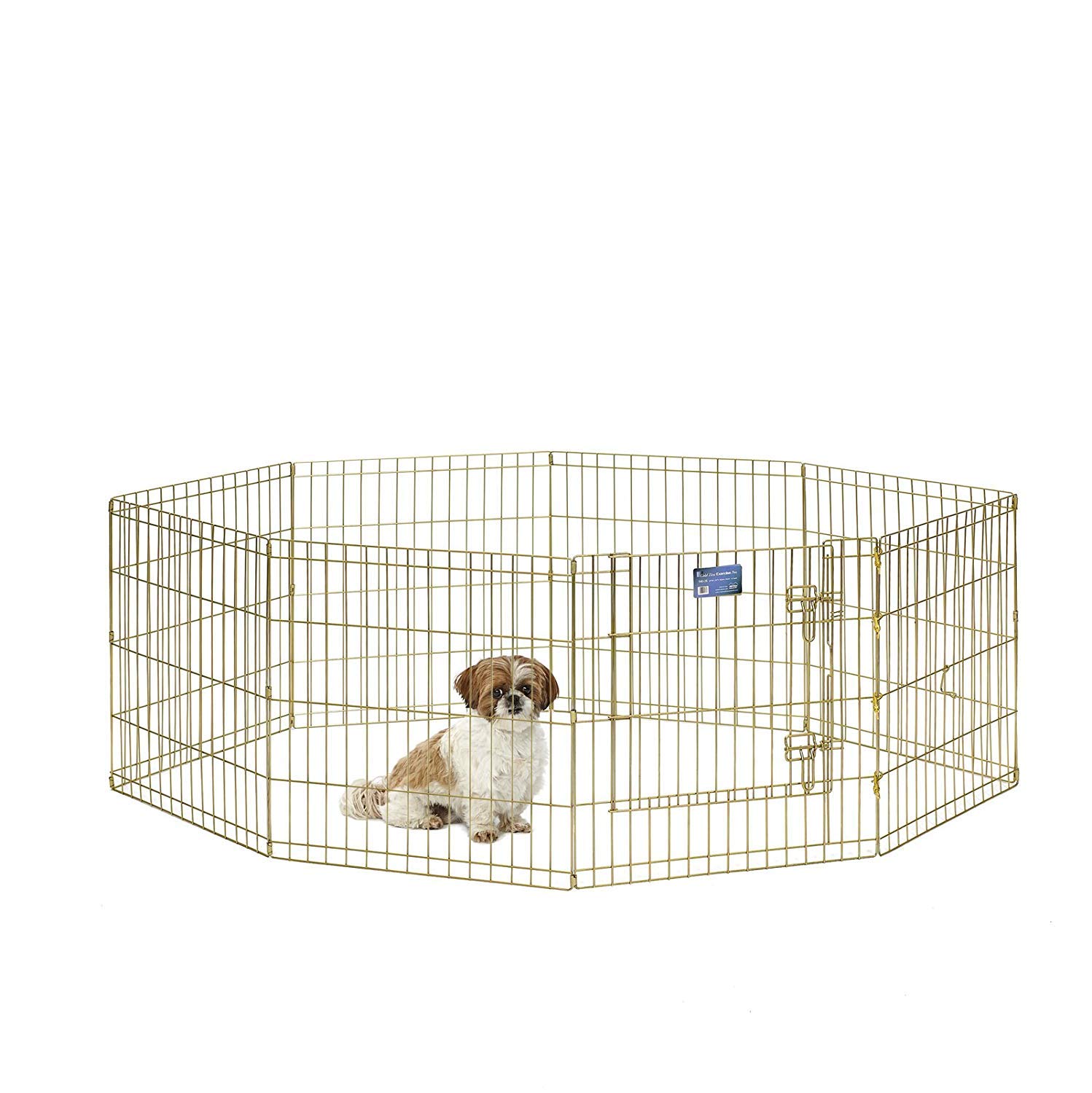 MidWest Homes for Pets 540-24 Hunde-Laufstall, Haustier-Spielgehege, faltbar, Metall, mit Tür, 61 x 61 cm, goldfarben verzinkt