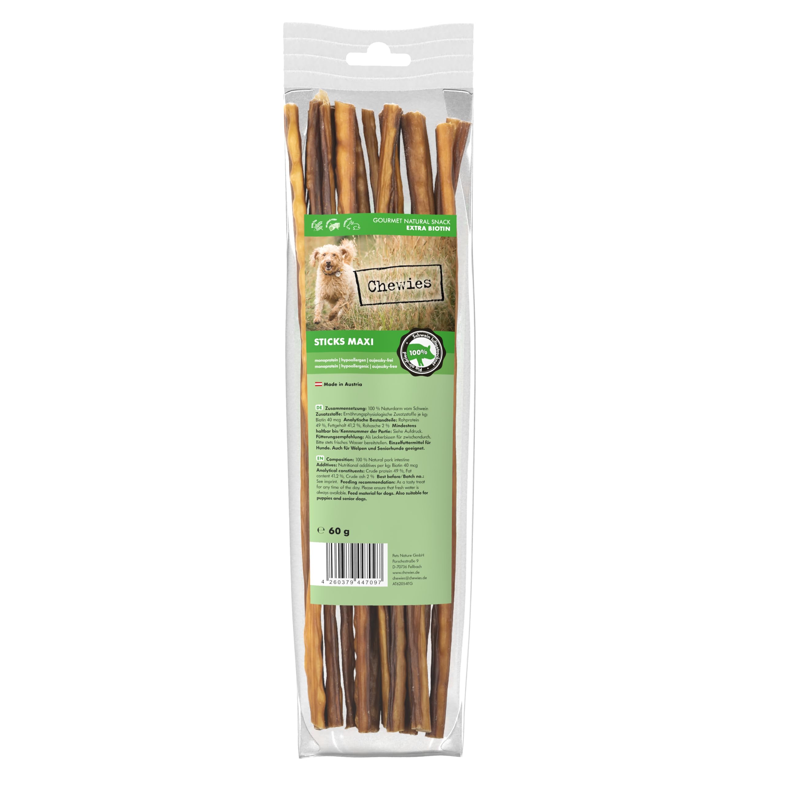 Chewies Sticks Maxi Schwein Kaustangen – Hundeleckerli für große und kleine Hunde, wie Spaghetti Leckerlie Hundesnacks