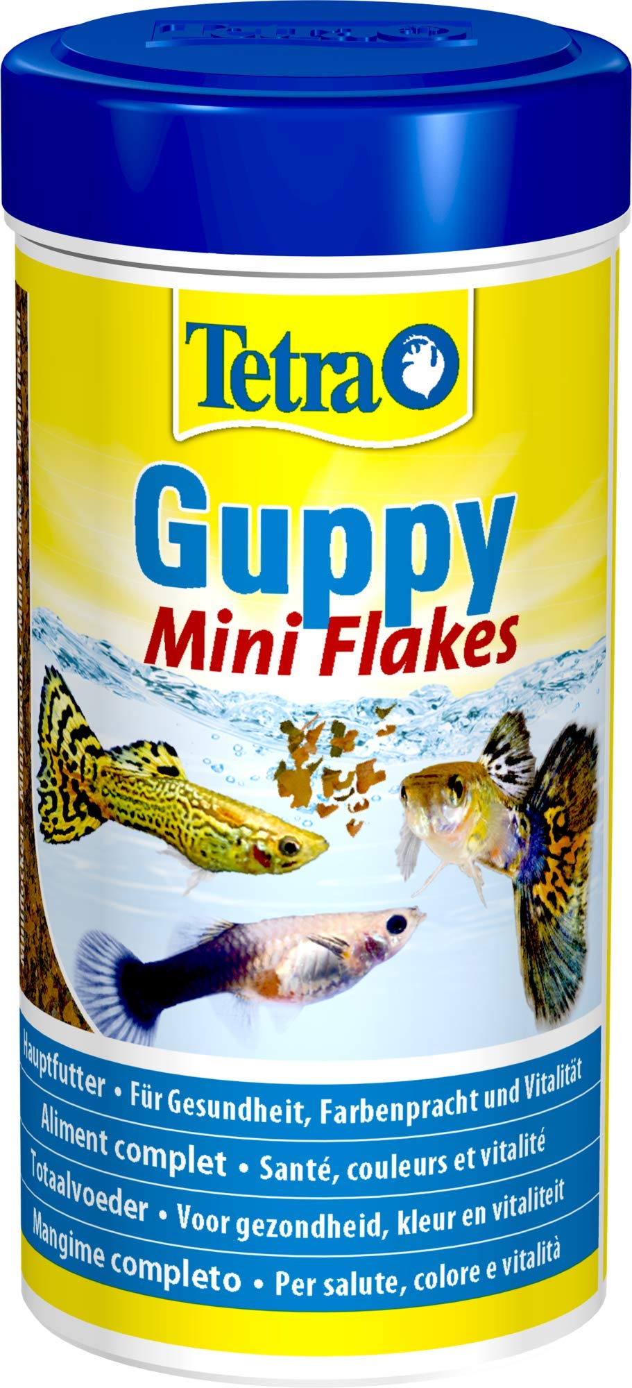 Tetra Guppy Mini Flakes Fischfutter – ausgewogenes, nährstoffreiches Flockenfutter für Guppies, 250 ml Dose