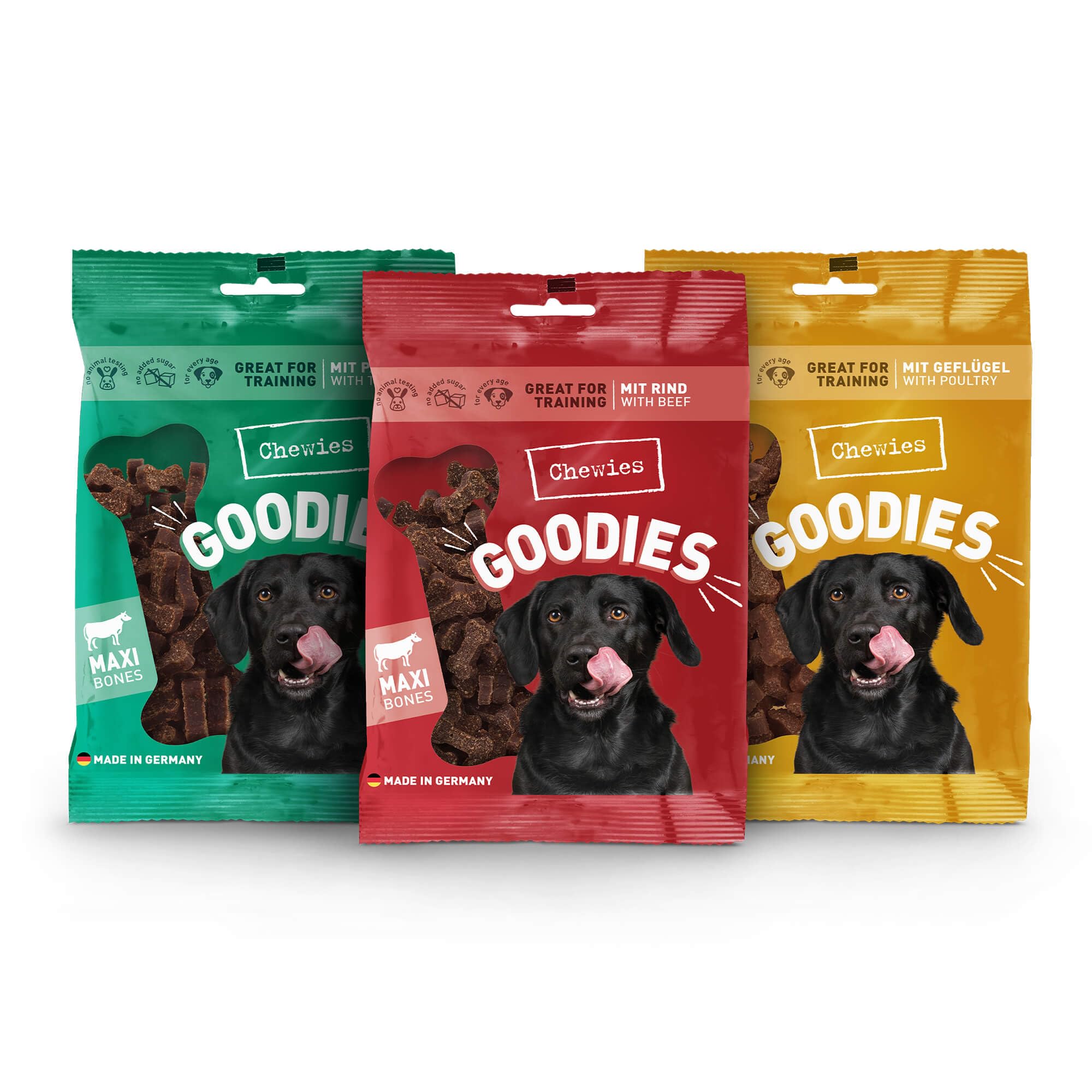 Chewies Hundeleckerli Mix – 3 x 200 g – Rind, Pansen, Geflügel Knöchelchen – Hundesnacks zuckerfrei & mit hohem Fleischanteil – Trainings-Leckerli für Ihren Hund (600 g)