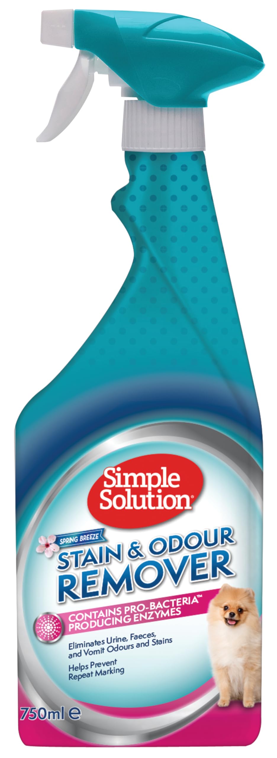 Simple Solution Pet Stain and Odour Remover | Enzymatischer Reiniger mit Pro-Bakterien Reinigungskraft |Spring Breeze 750ml