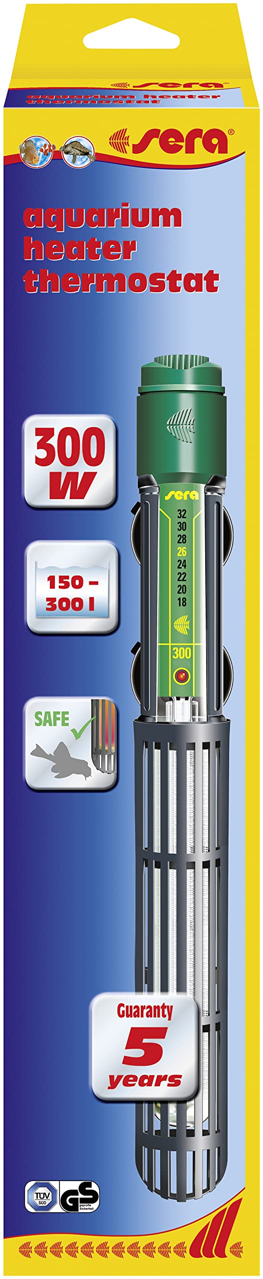 sera Regelheizer 100W – Qualitätsheizer mit schockresistentem Quarzglas, Präzisions-Sicherheitsschaltung und Sicherheits-Protector