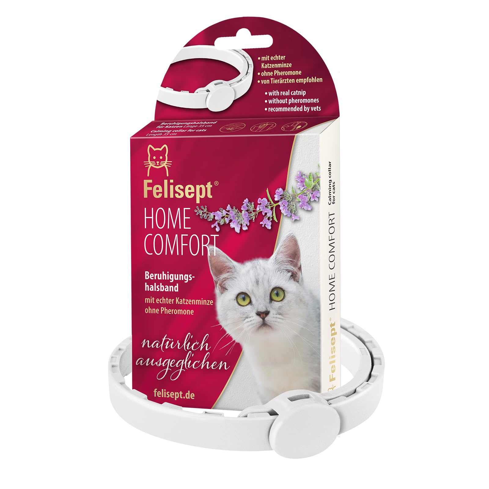 Felisept Home Comfort Beruhigungshalsband – Beruhigungsmittel für Katzen – Katzen Beruhigungsmittel mit natürlicher Katzenminze & ohne Pheromone Katzen