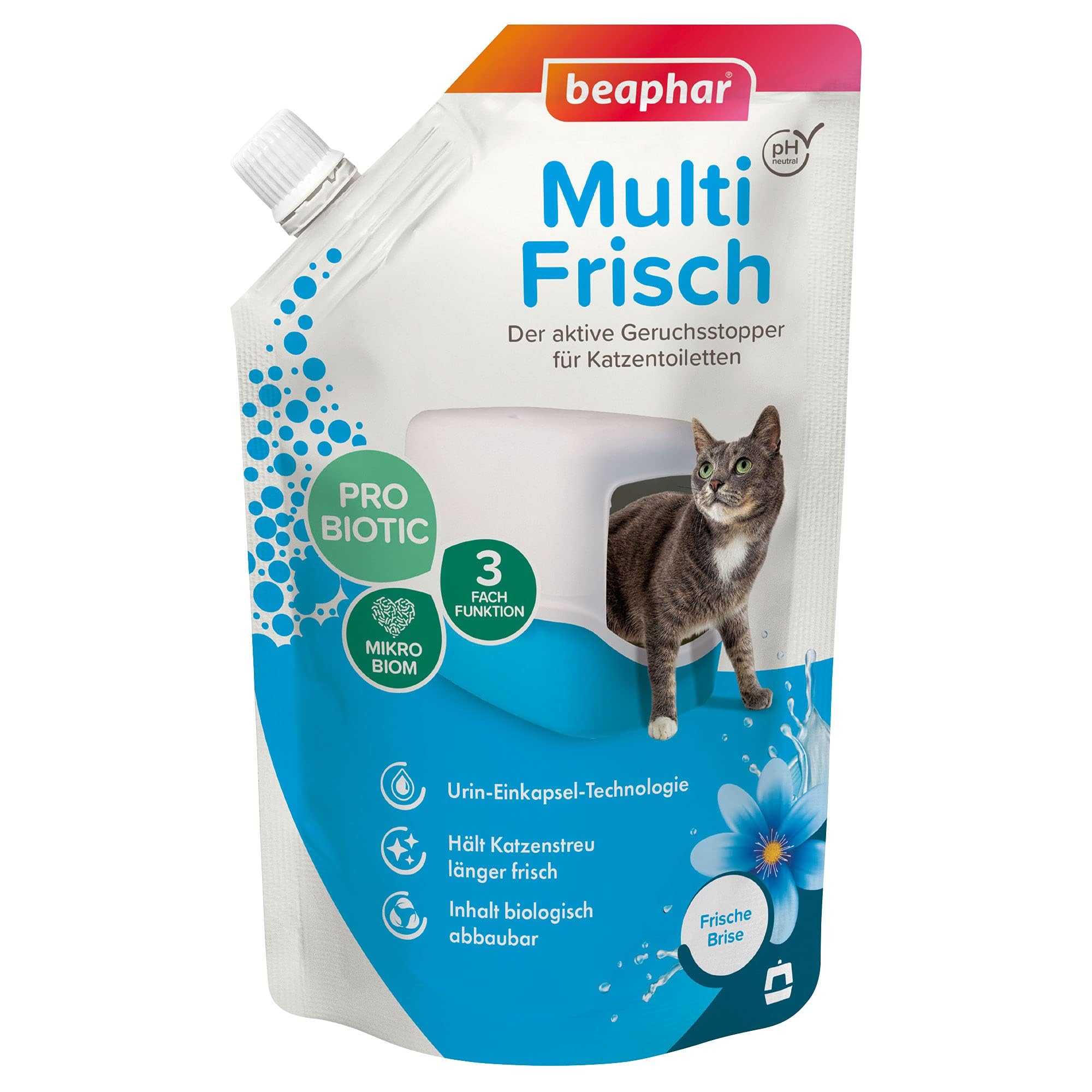 BEAPHAR – Multi Frisch – Der Aktive Geruchsstopper Für Katzentoiletten – Mit Probiotika – Schützt Das Mikrobiom – Biologisch Abbaubar – PH-Neutral – Frische Brise – 400 g