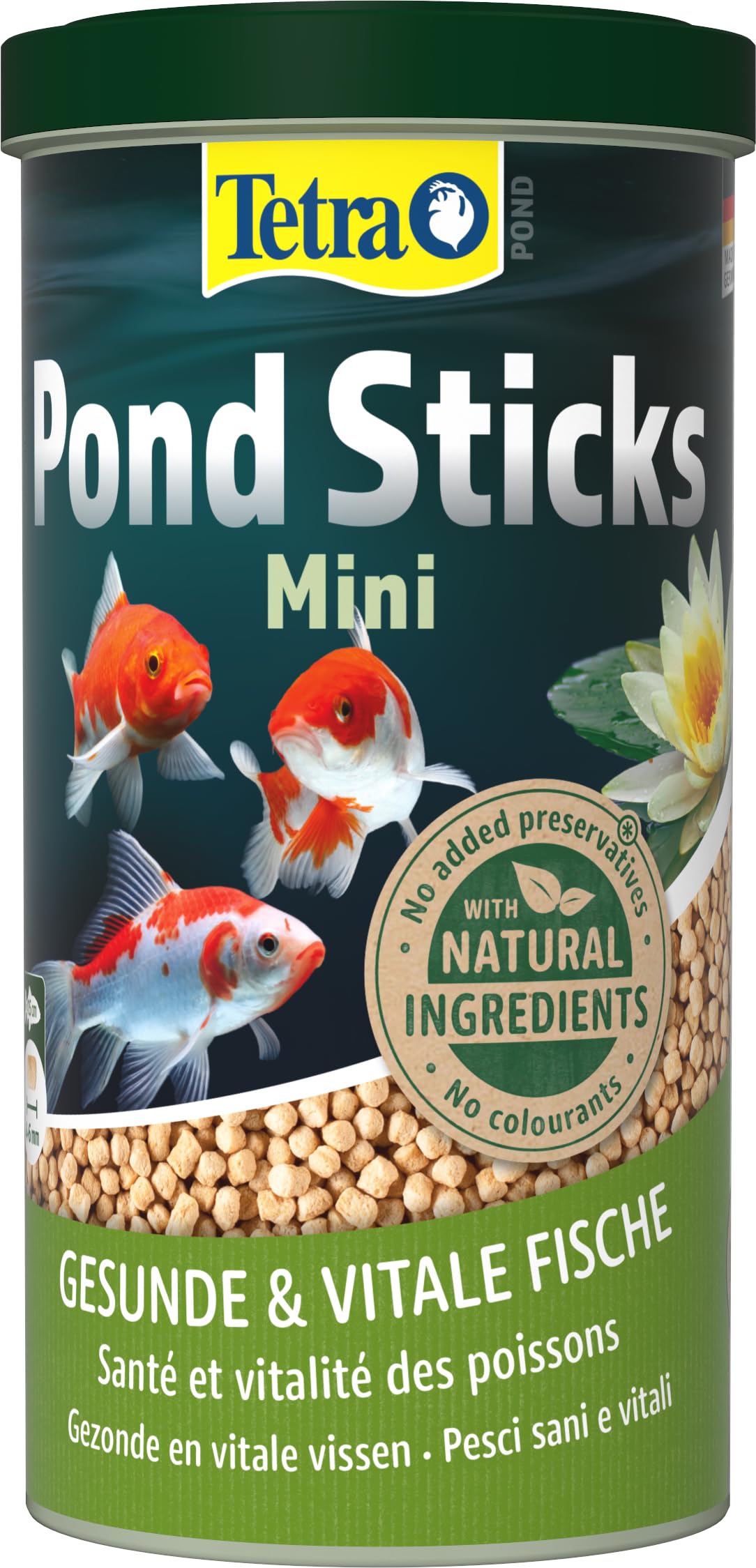 Tetra Pond Sticks Mini – Fischfutter für kleine Teichfische bis 15 cm, unterstützt gesunde Fische und klares Wasser im Teich, 1 L Dose