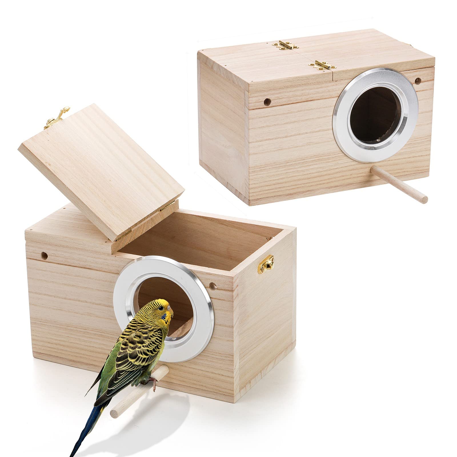 Hiceeden 2 Pack Sittich Nistkasten Wellensittich Zuchtbox, Natürliche Vogel zuchtbox, Vogelhaus for Wellensittich Unzertrennliche, Nymphensittich, Papageien Paarung, Voliere, 19.5 x 12 cm