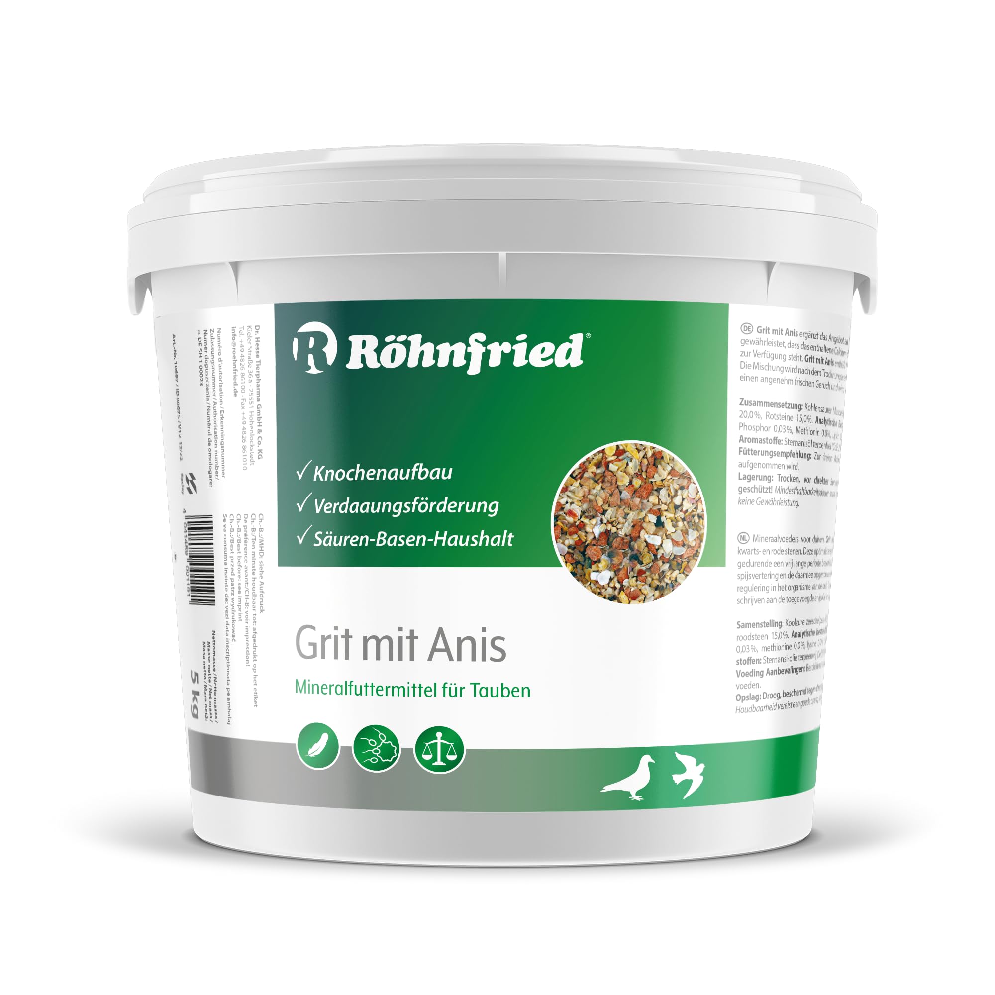 Röhnfried Grit mit Anis – optimierte Mineralien für Tauben (5 Kg)