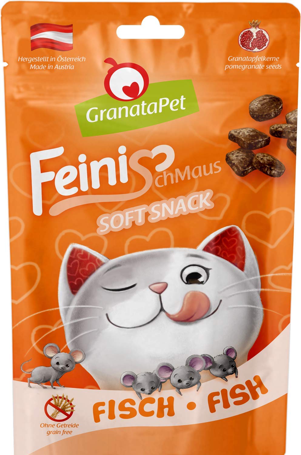 GranataPet FeiniSchmaus Fisch, Leckerchen für Katzen, weicher Katzensnack, Katzenleckerli ohne Getreide & Zuckerzusätze, Belohnung für zwischendurch, 50 g