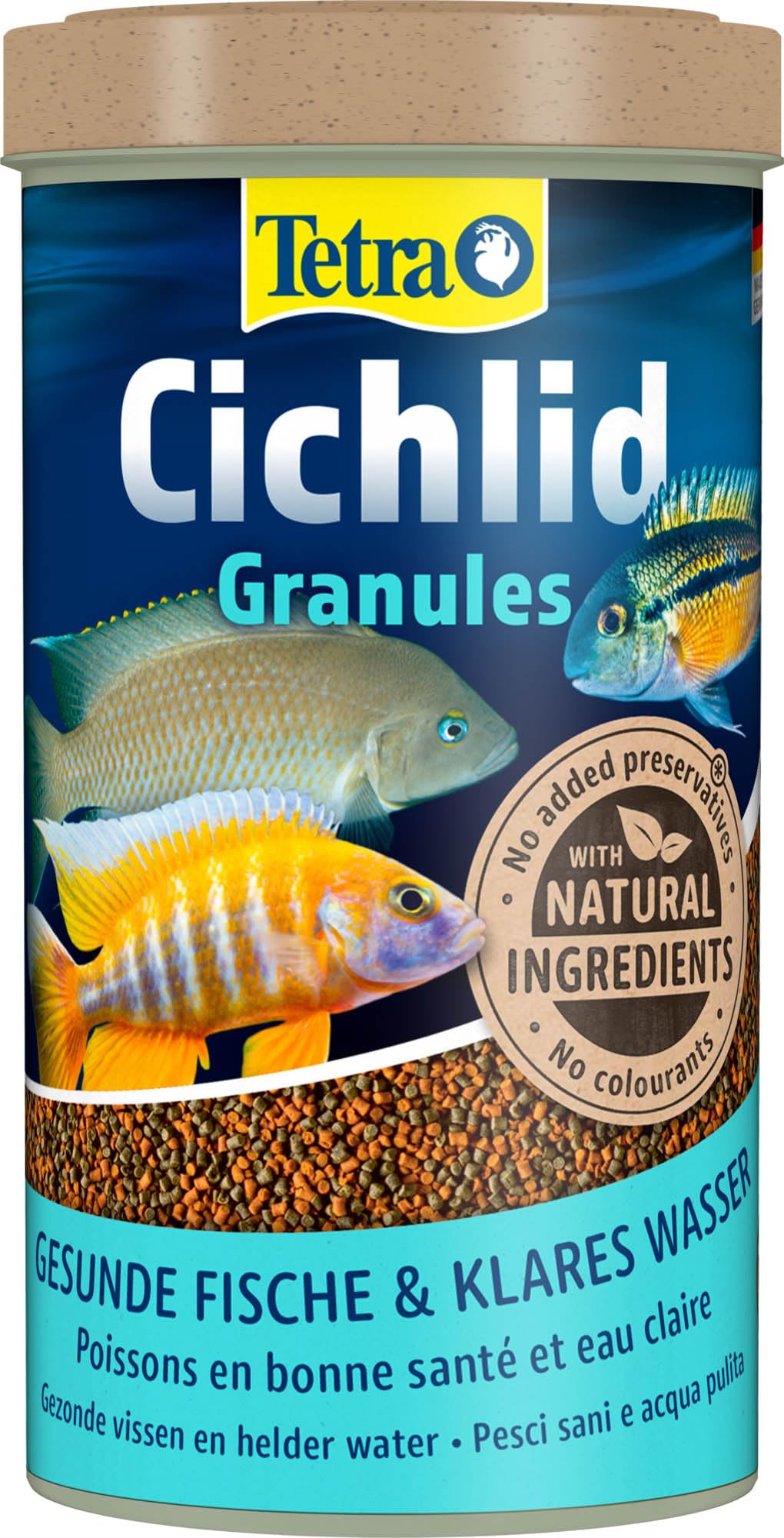 Tetra Cichlid Granules – Hauptfutter Mix mit 2 verschiedenen Granulaten für mittelgroße Cichliden, 500 ml Dose