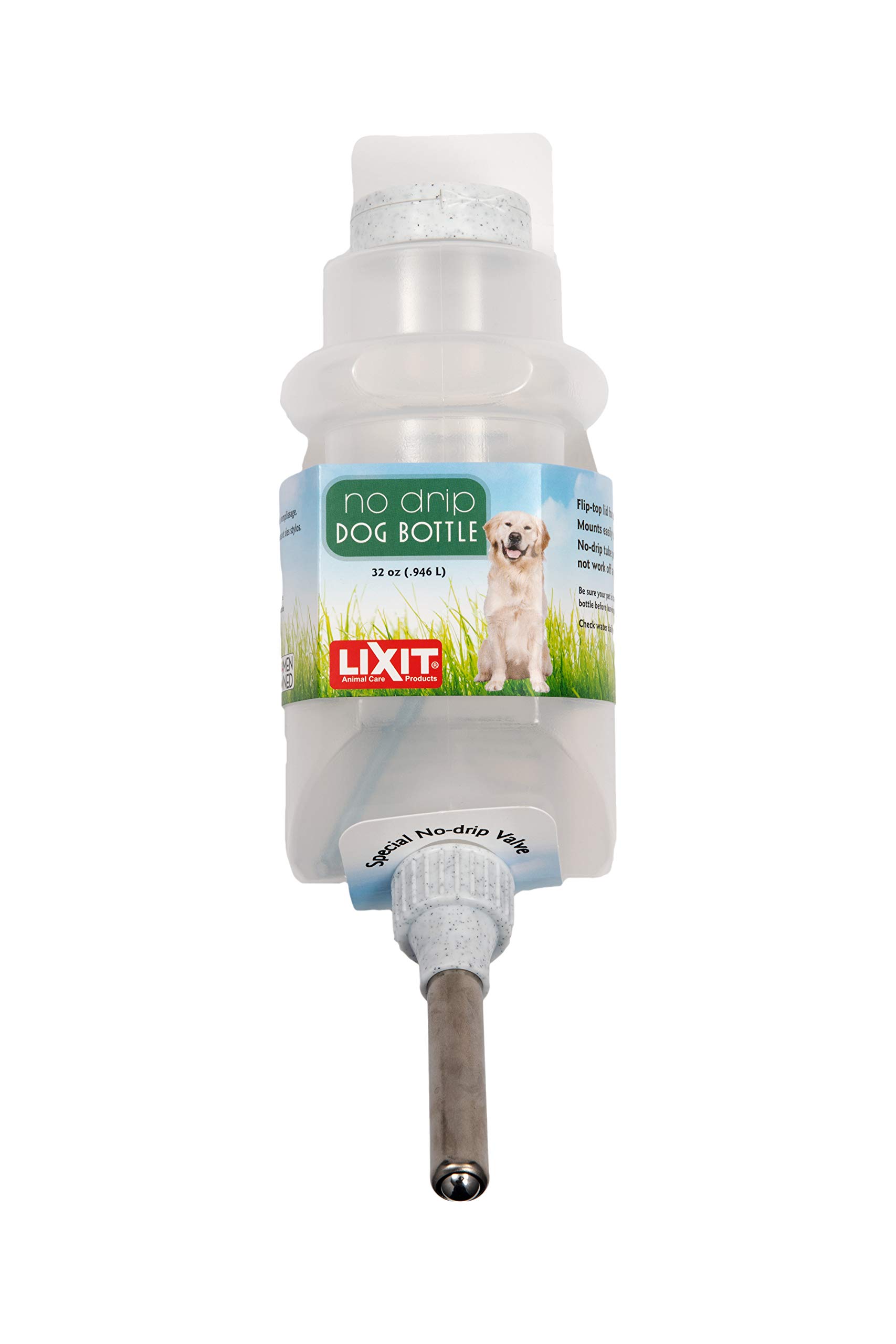 Lixit Top Fill Wasserflasche für Hunde, tropffrei, 1 Stück, Weiß