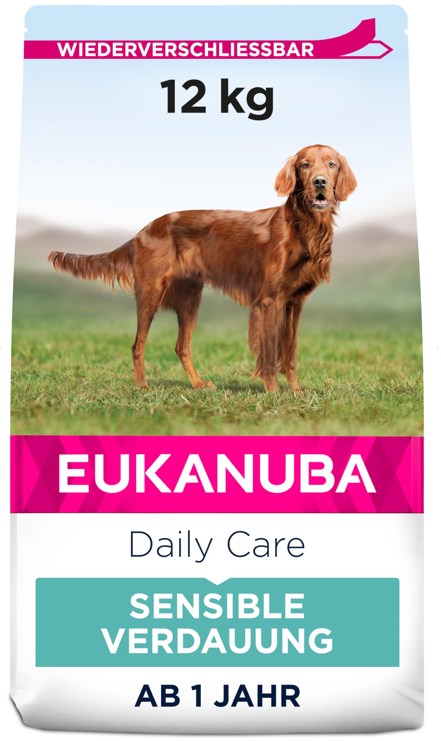 Eukanuba Daily Care Sensitive Digestion Hundefutter – Trockenfutter für Hunde mit sensibler Verdauung, Magenfreundlich mit leicht verdaulichem Reis, 12 kg