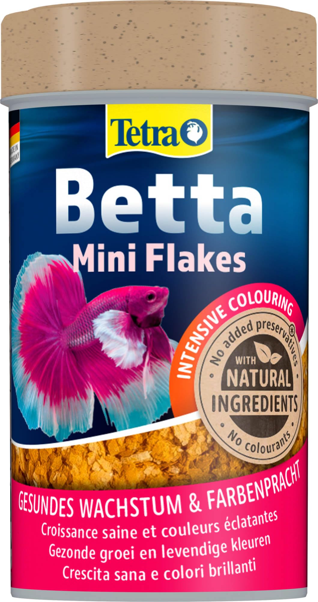 Tetra Betta Flakes – Fischfutter in Flockenform, speziell entwickelt für Kampffische und andere Labyrinthfische, 100 ml Dose