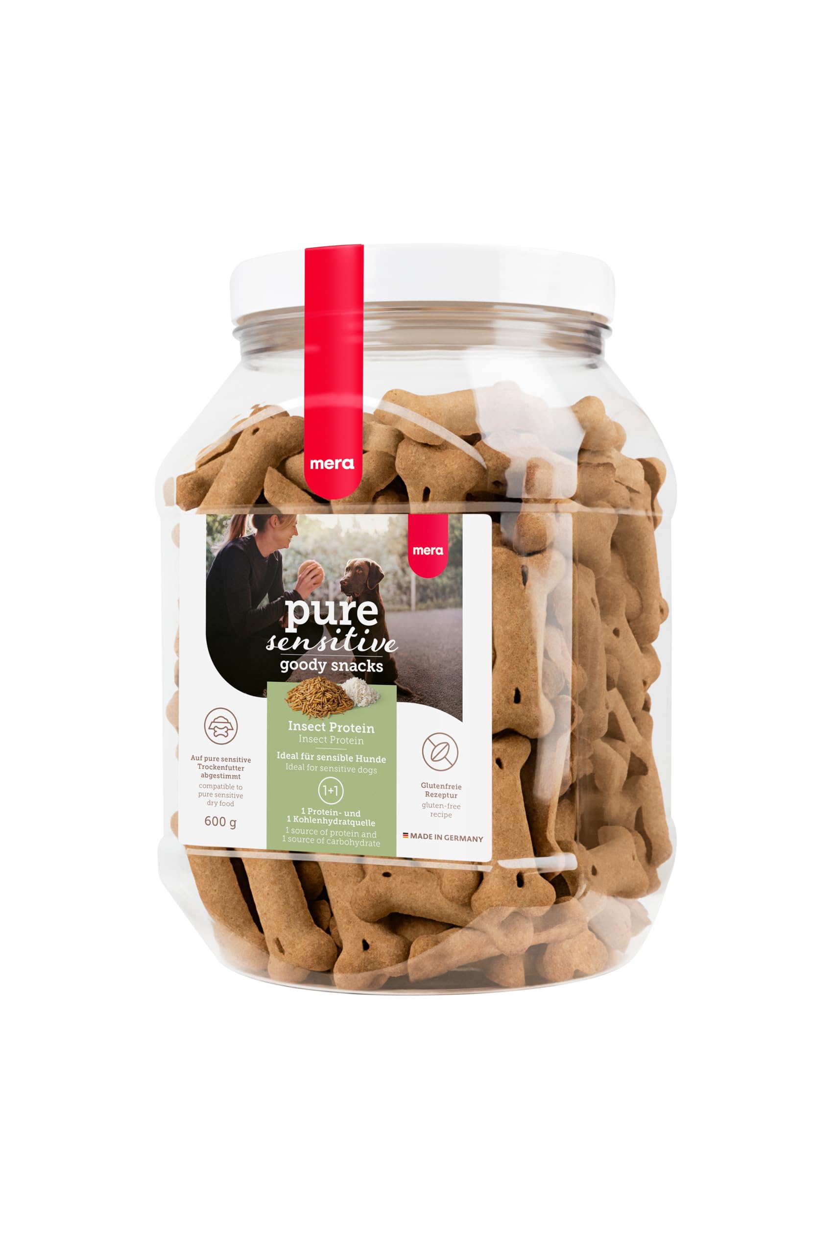 MERA Pure Sensitive Goody Snack Insect (600g), gesunde Leckerlis für Sensible Hunde, Hundeleckerli aus Insekten-Protein und Reis, Hundesnack glutenfrei für Training und Belohnung