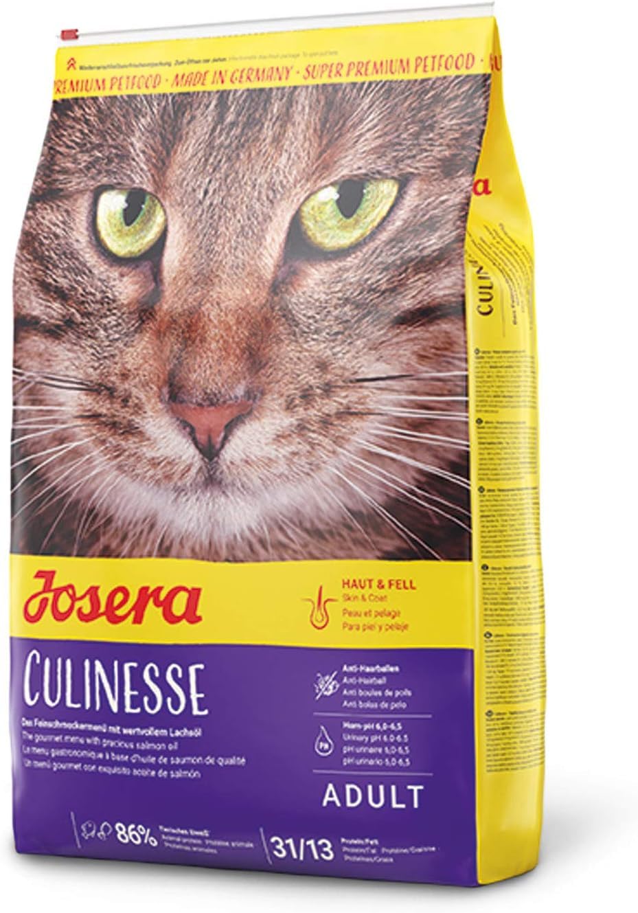 JOSERA Culinesse (1 x 10 kg) | Adult | Premium Trockenfutter für ausgewachsene wählerische Katzen | Lachs & Geflügel | gut verträglich | moderater Fettgehalt | weizenfrei | Katzenfutter | 1er Pack