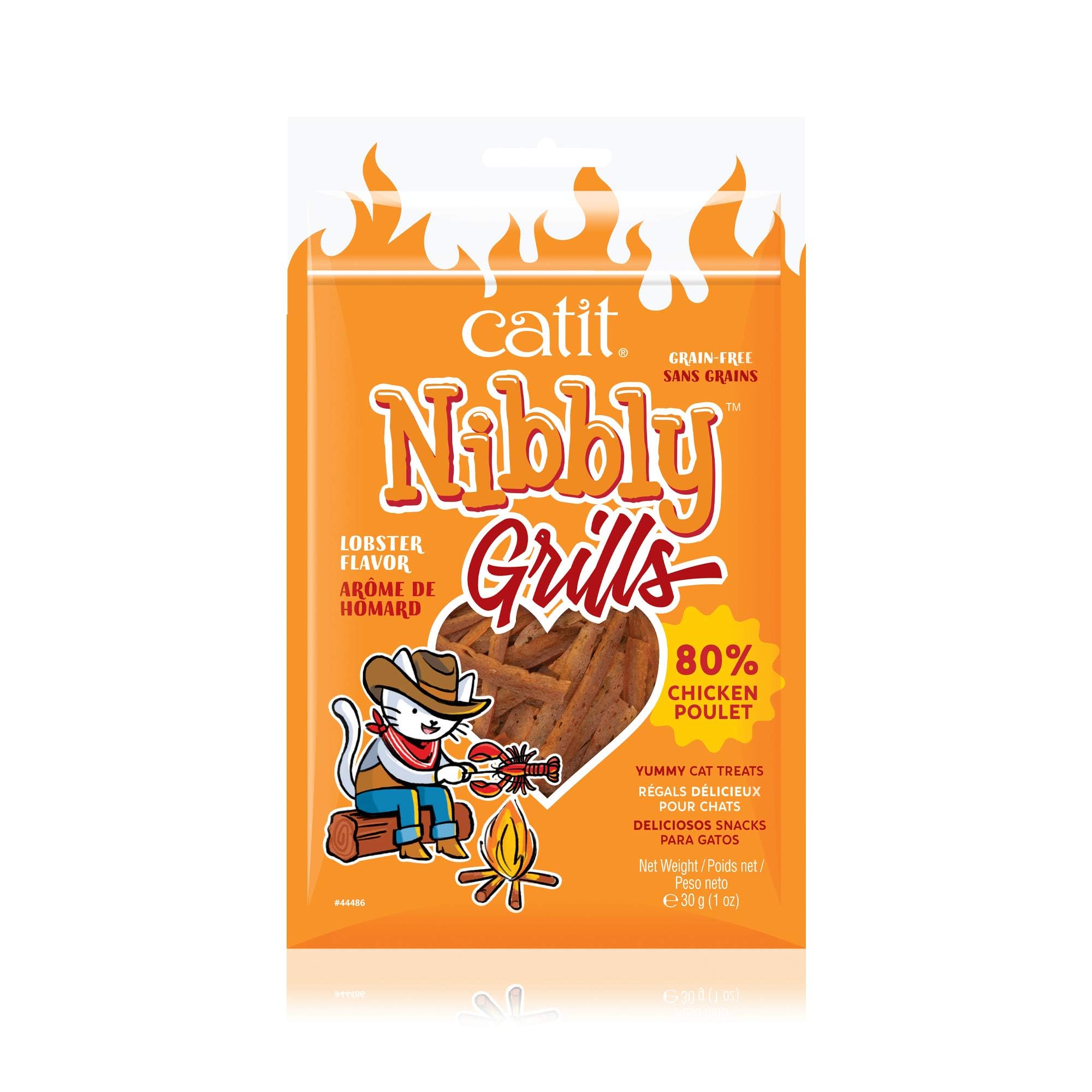 Catit Nibbly Grills, Kaustreifen aus Hühnchen und Hummer, für Katzen, 30g