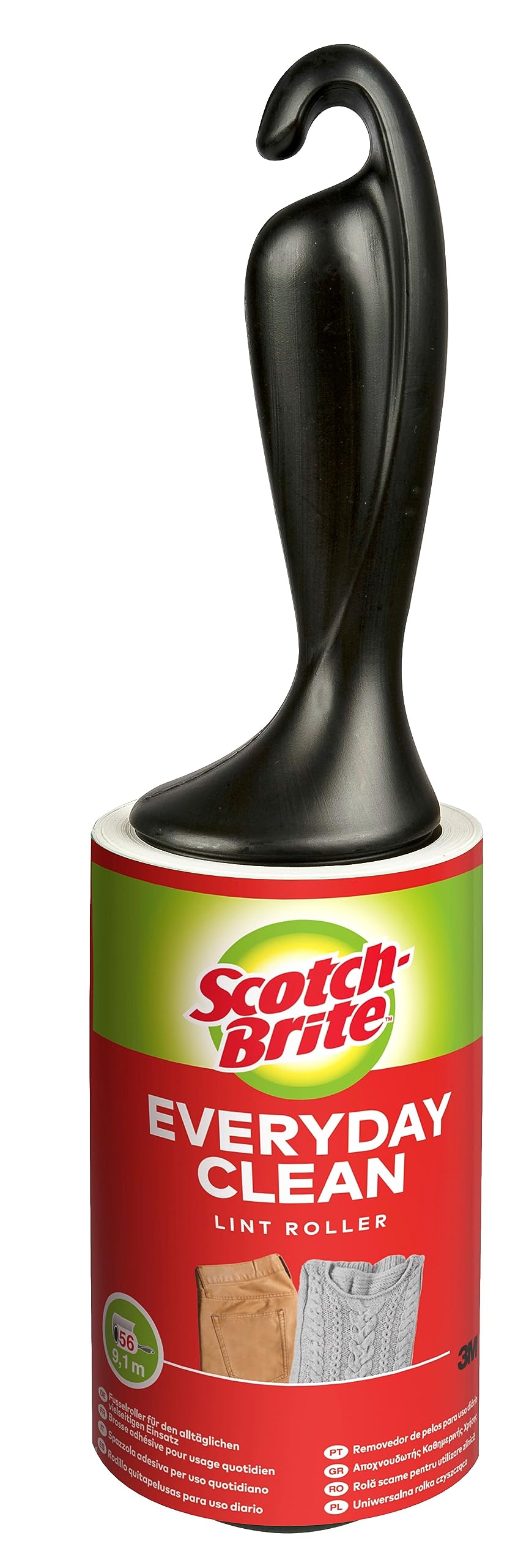 Scotch-Brite Everyday Clean Fusselroller, 1 Rolle 56 Blatt – Fusselrolle für Kleidung und Möbel gegen Fussel oder Tierhaare, Roller ist wiederverwendbar