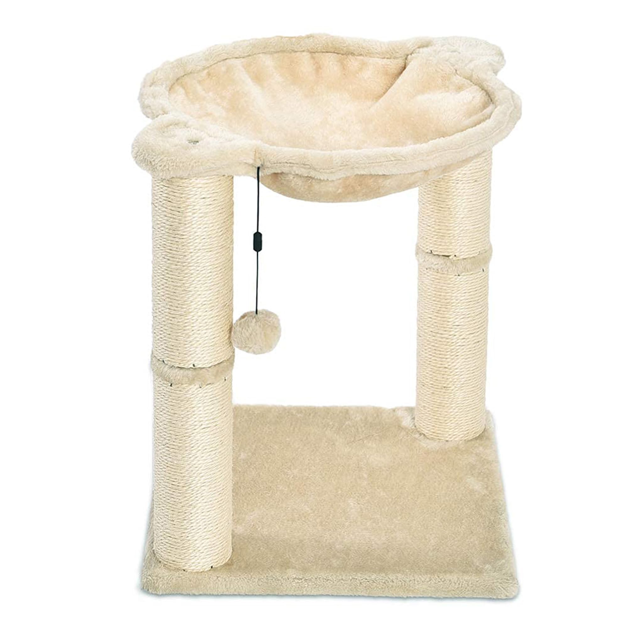 – Katzen-Kratzbaum mit Haus, Hängematte, Bett und Kratzstamm, 41 x 51 x 41 cm, beige