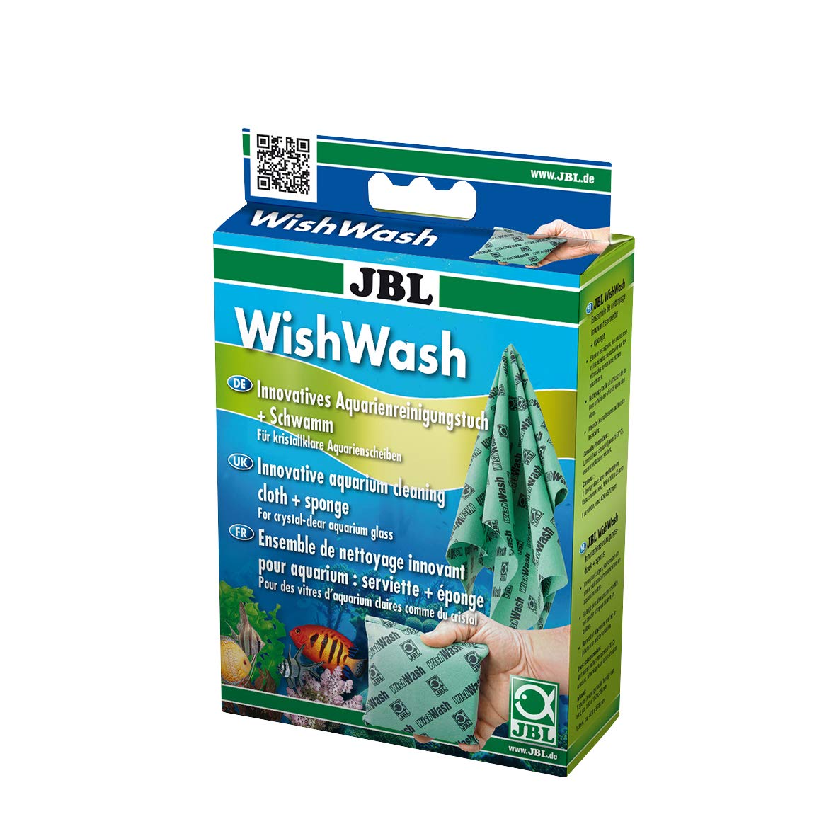 JBL Wish Wash 61526 Reinigungstuch und Schwamm für Aquarien und Terrarien