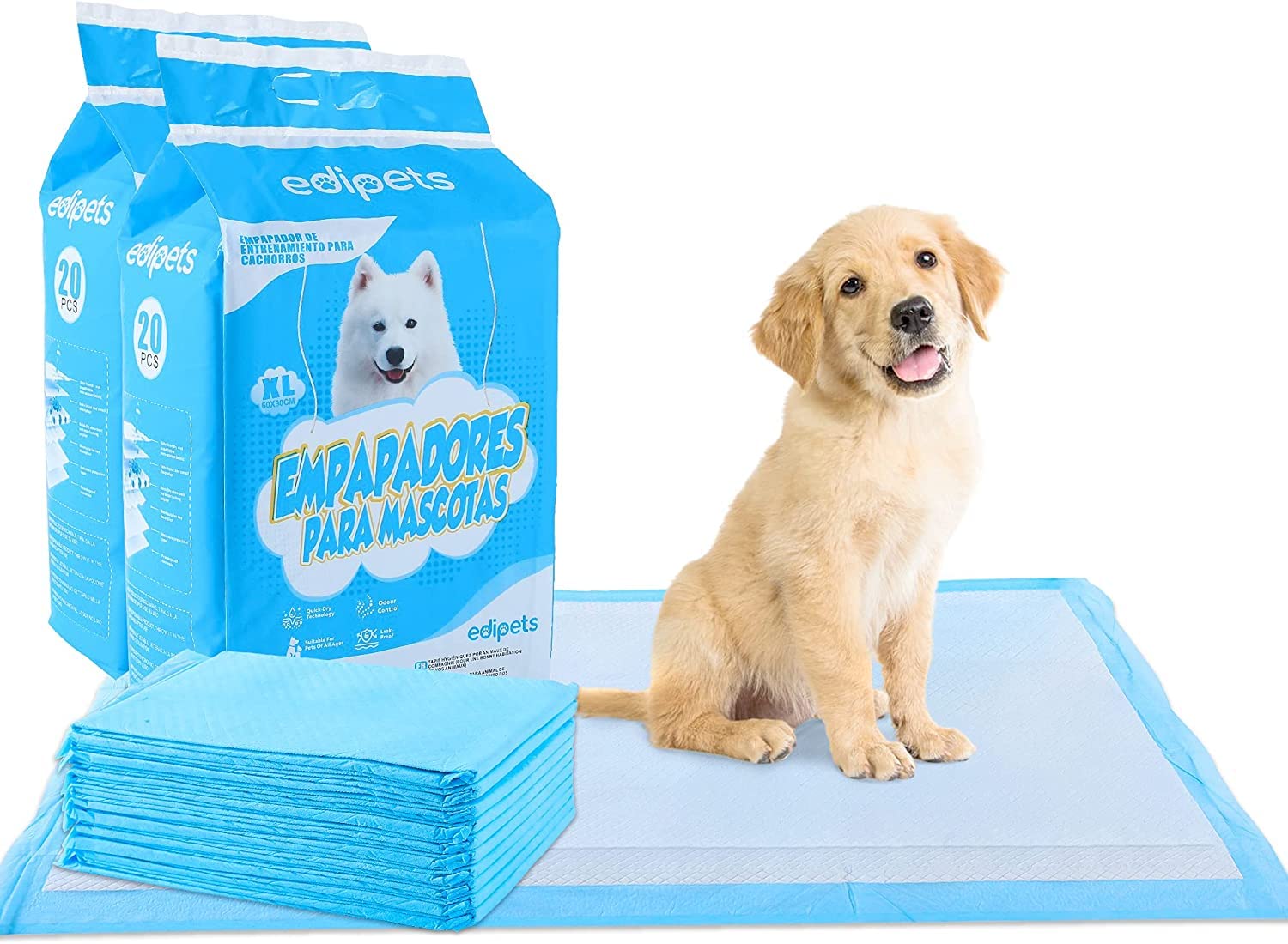 Edipets, Welpenunterlagen, 60×90, Welpentoilette, Saugfähige Trainingsunterlagen, Einweg Toilettenmatte für Welpen, Puppy Training Pads (40 Stück)