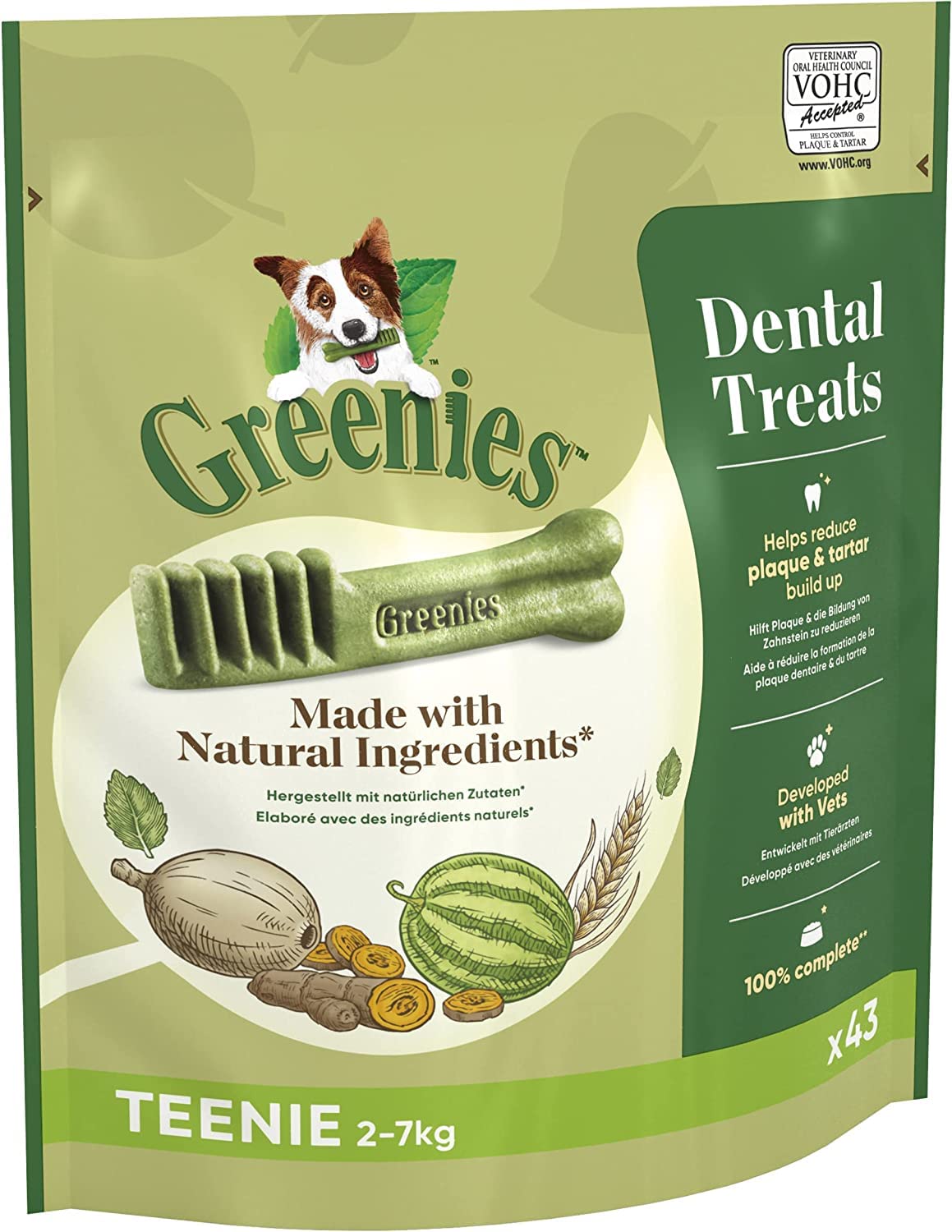 Greenies Dental Treats Original Teenie – Zahnpflegesnacks für sehr kleine Hunde von 2-7 kg – Hundeleckerli zur täglichen Zahnreinigung – 1 x 340 g