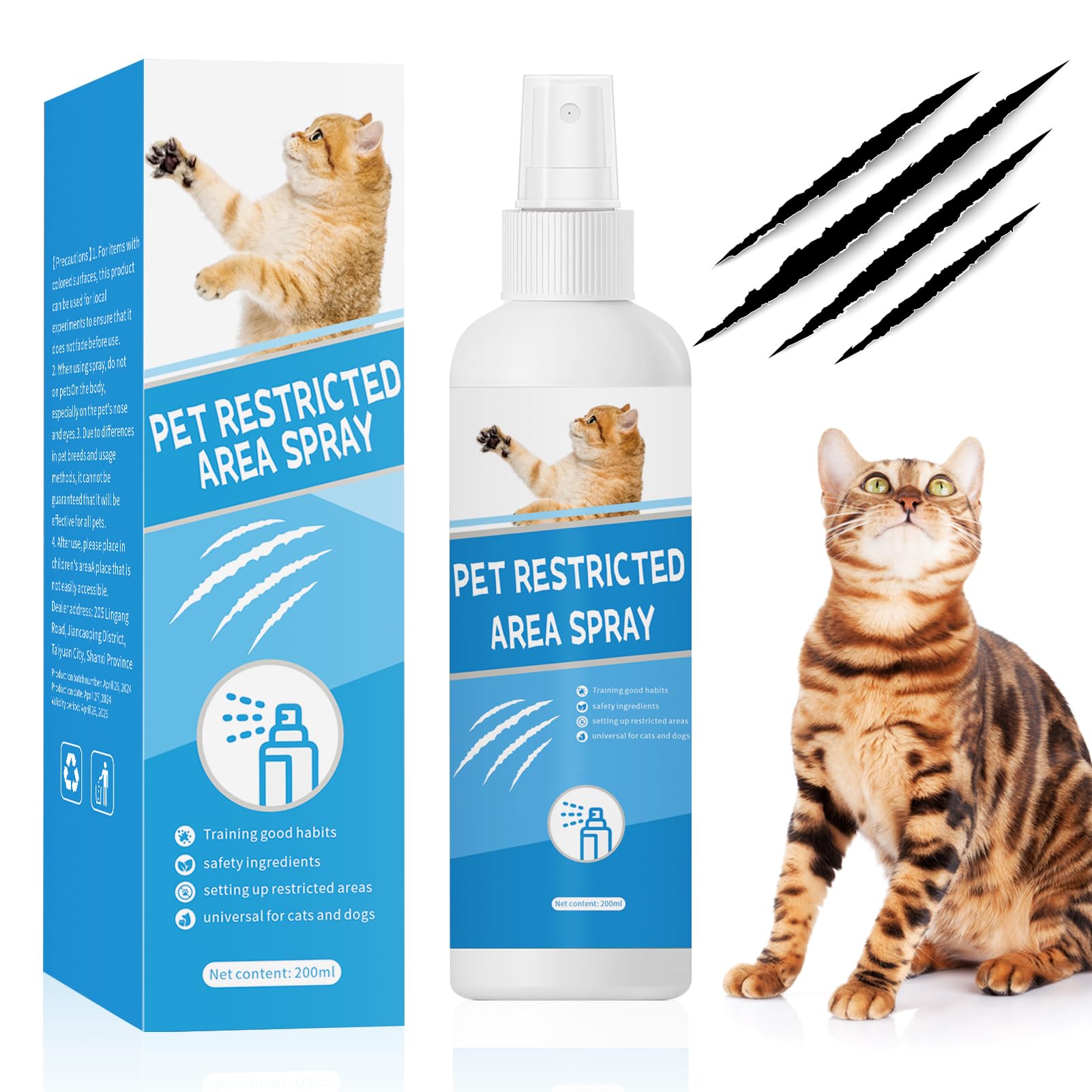 chimoo Katzenabwehrspray,200ml Katzen Fernhaltespray für Innen Fernhaltemittel für Katzen Beruhigungsmittel für Katzen Anti Kratz Spray Katzen für Pflanzen,Böden,Möbel,Schützt Ihr Zuhause