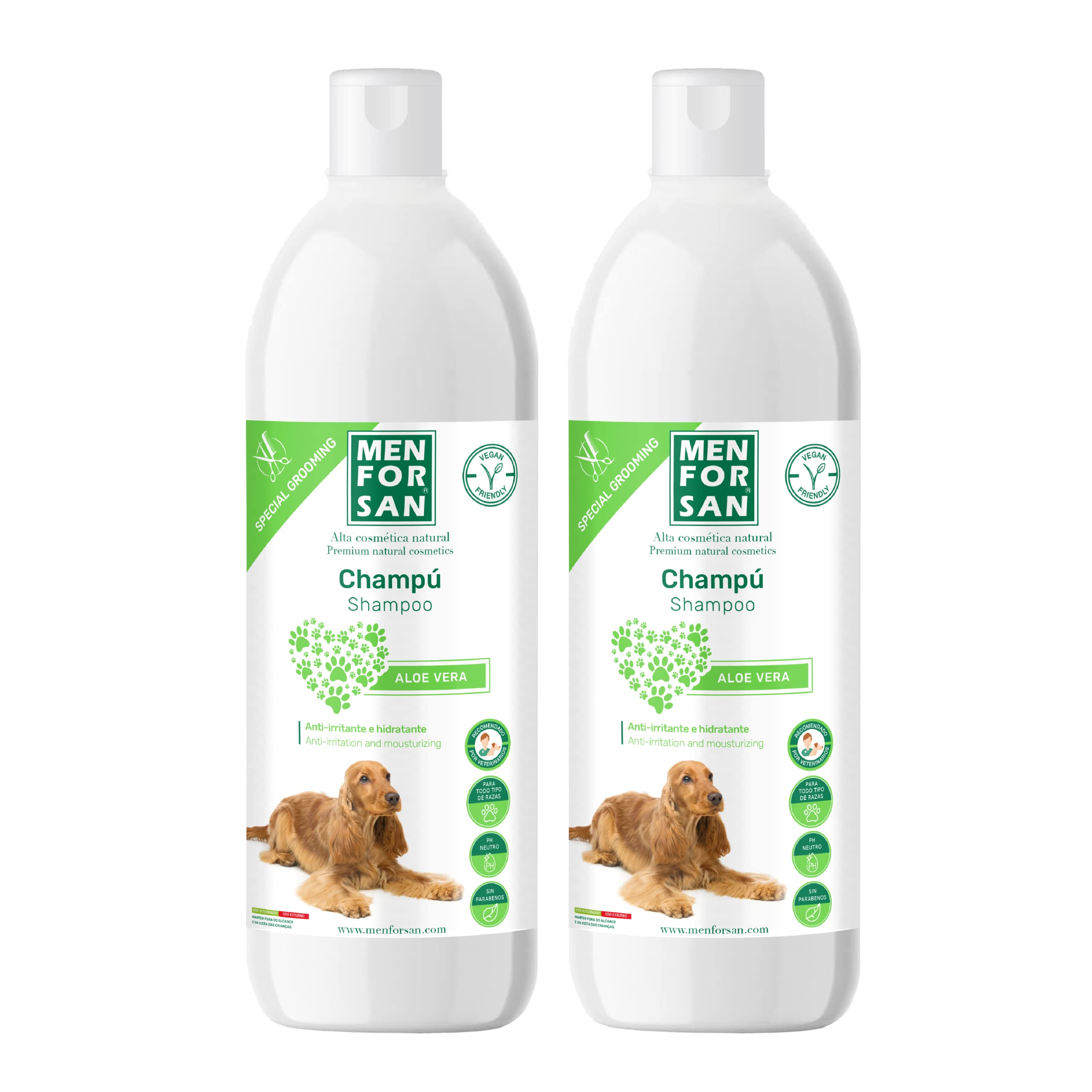 MENFORSAN Aloe Vera Hundeshampoo 1 Liter – 2er Pack, grün