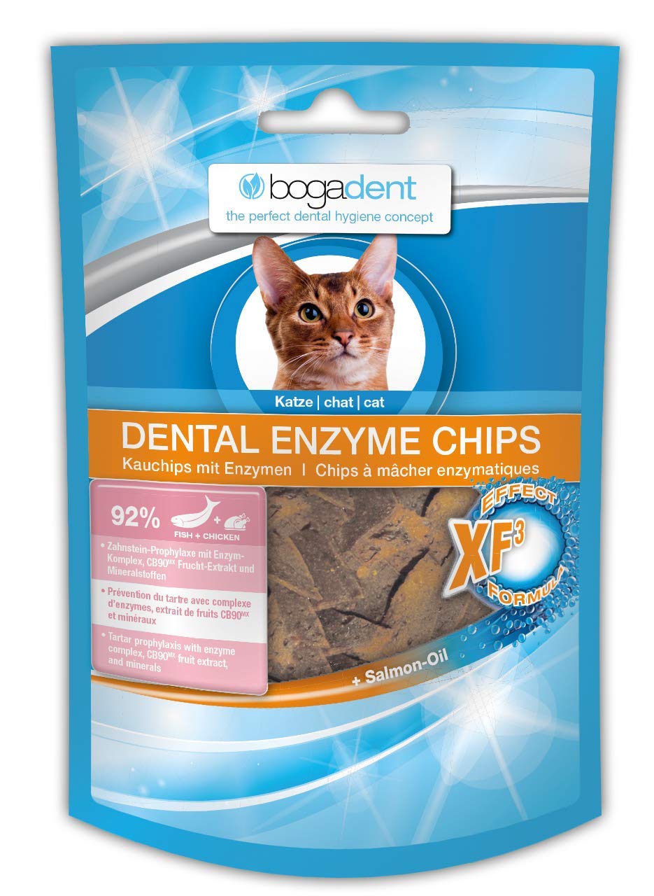 bogar, Bogadent Dental Sticks Katze, Zahnstocher für Hygiene und Gesundheit, Katzensnacks für die Katzen Zahnpflege, Schmackhafte Chips, Mit Fisch, Fleisch, Früchten und Mineralien, 50 g