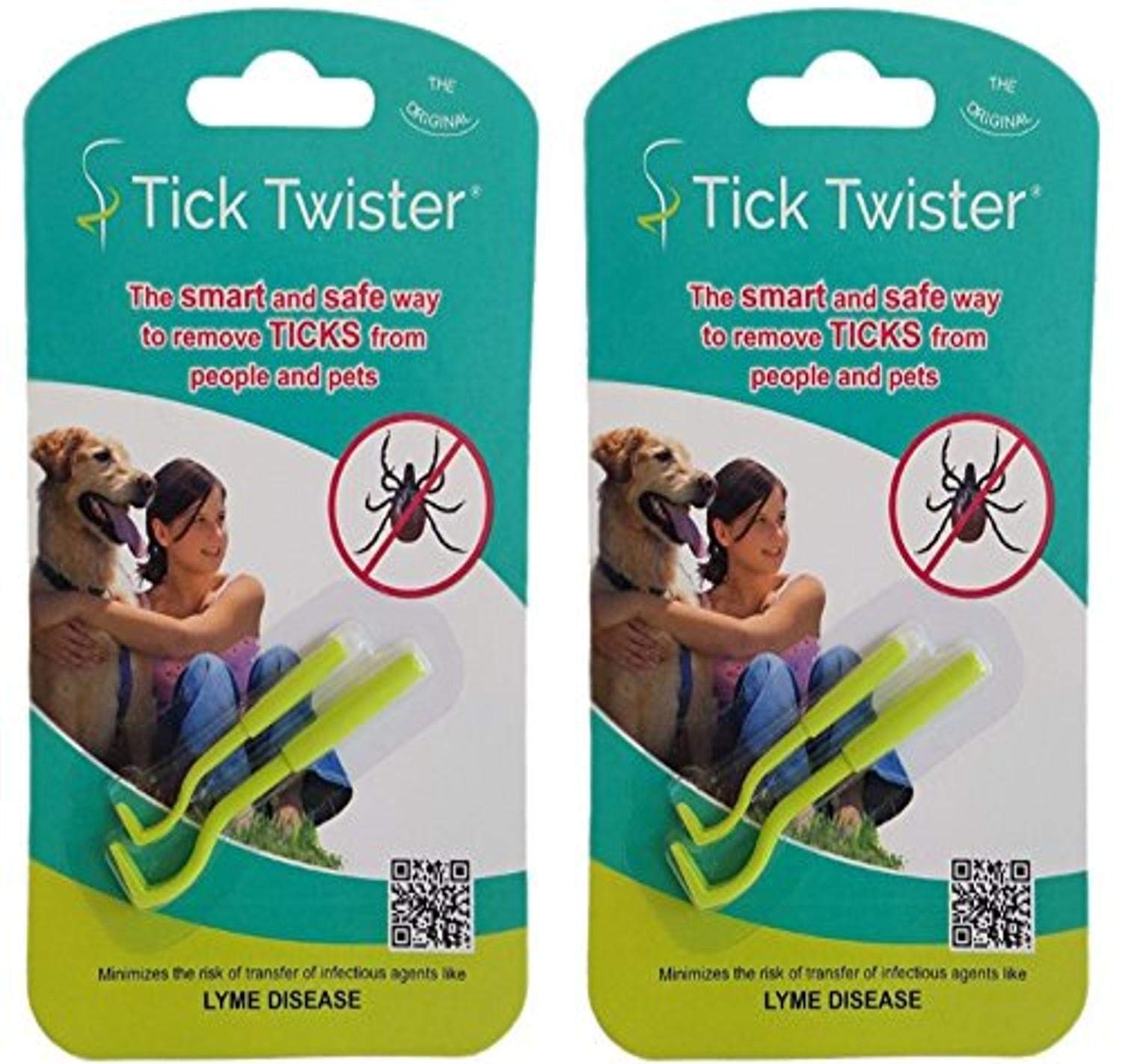 Tick Twister Zeckenentferner-Set mit Kleiner und großer Zeckenspirale, Zwei Sets, Two Sets, grün