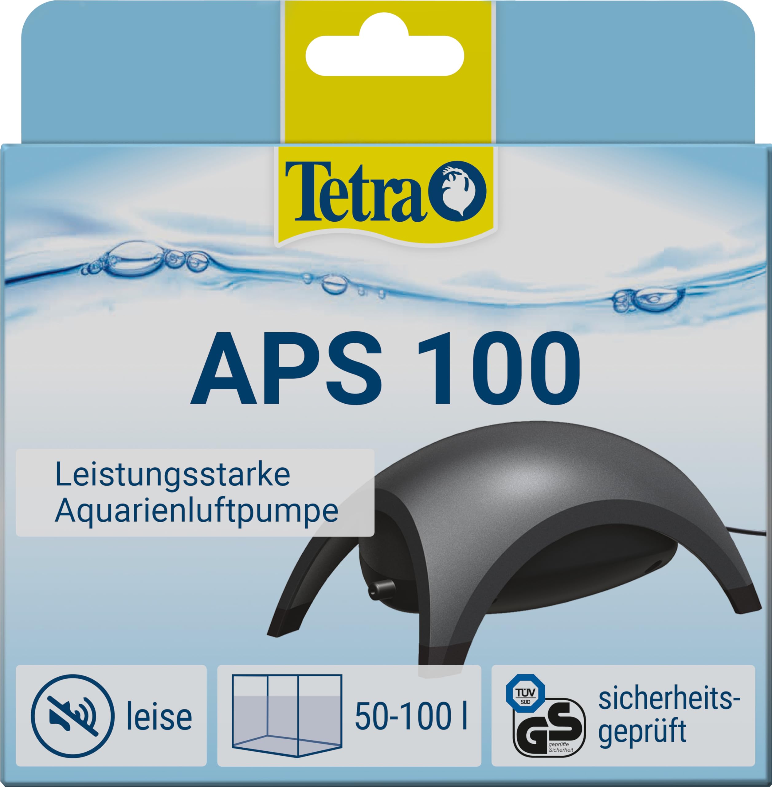 Tetra APS 100 Aquarium Luftpumpe – leise Membran-Pumpe für Aquarien von 50-100 L, schwarz