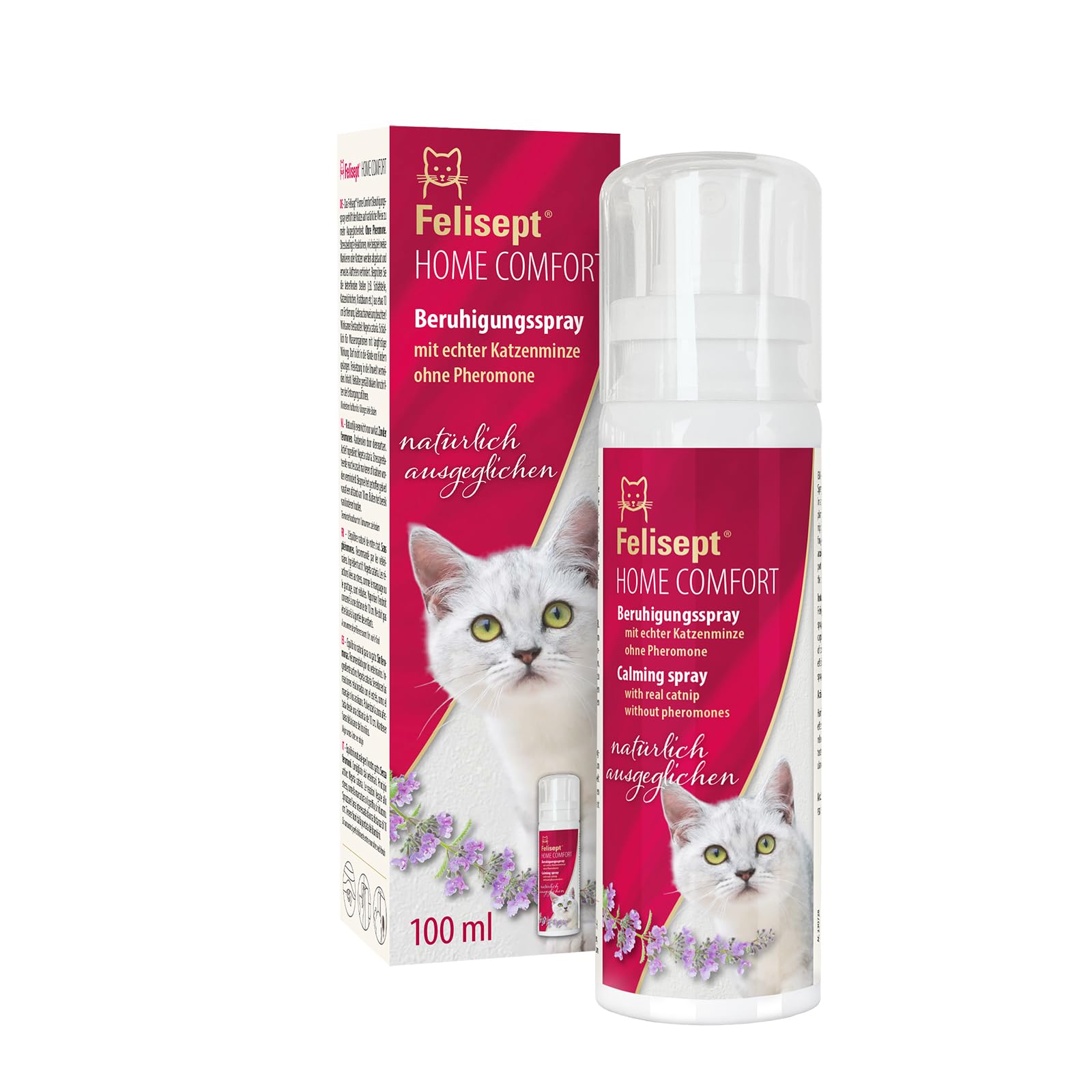 Felisept Home Comfort Beruhigungsspray 100ml Beruhigungsmittel für Katzen – Katzenminze Spray – Mit natürlicher Katzenminze – Anti Kratz Spray Katzen – Katzen Beruhigungsmittel – Ohne Pheromone Katzen