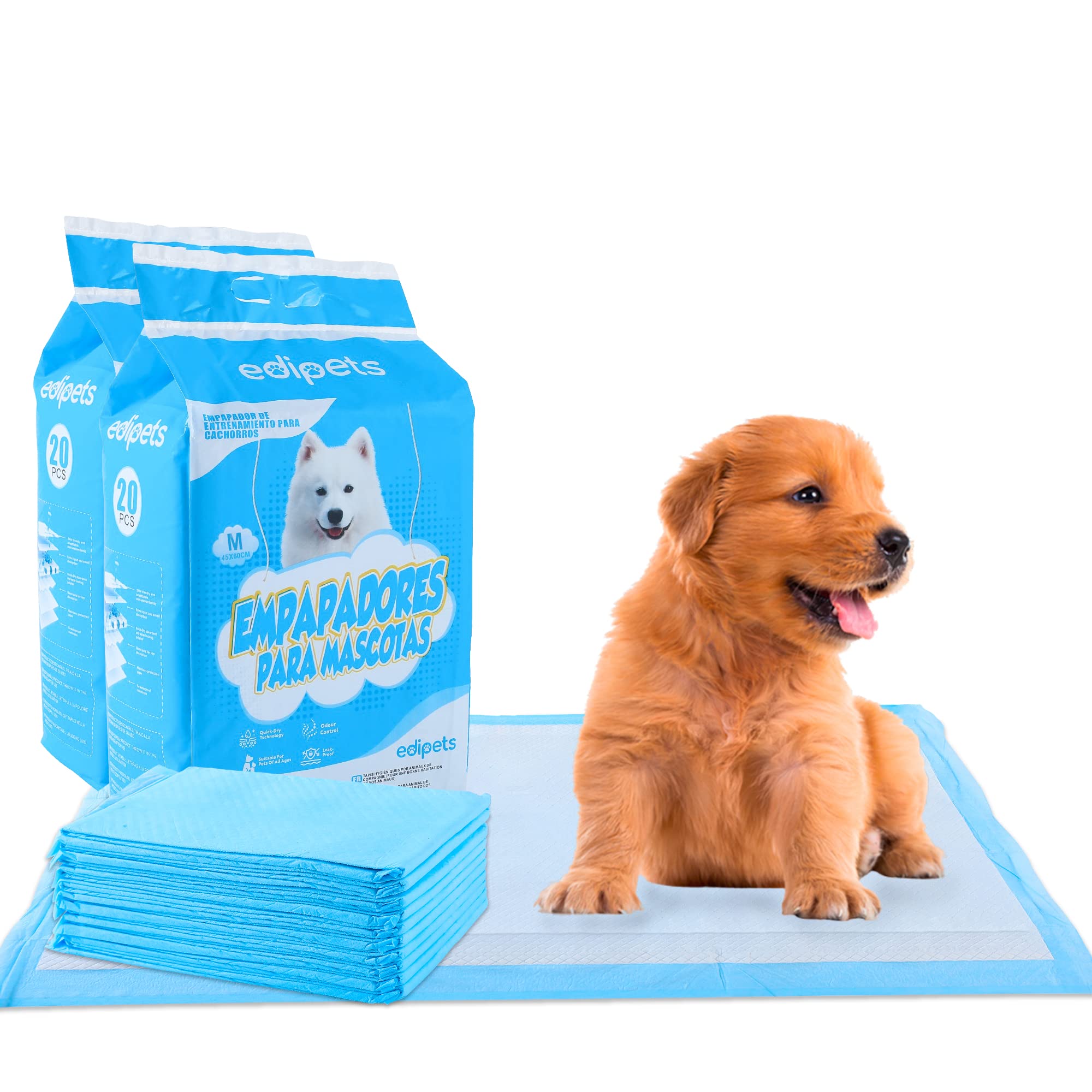 Edipets, Welpen Unterlagen, Welpentoilette, 45×60, Saugfähige Trainingsunterlagen, Einweg Toilettenmatte für Welpen, Puppy Training Pads (40 Stück)